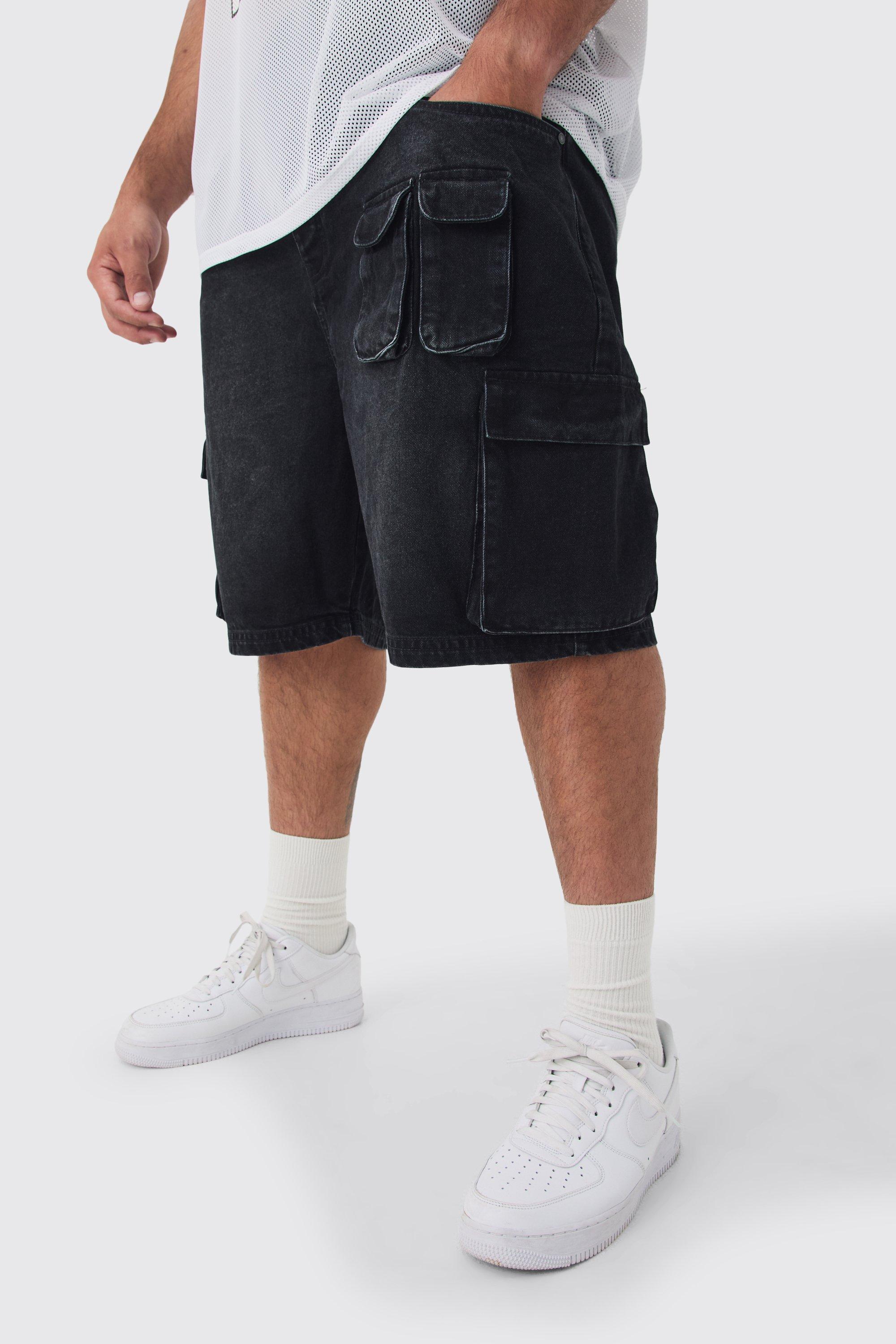 Mens Black Plus Official Denim Shorts, Black