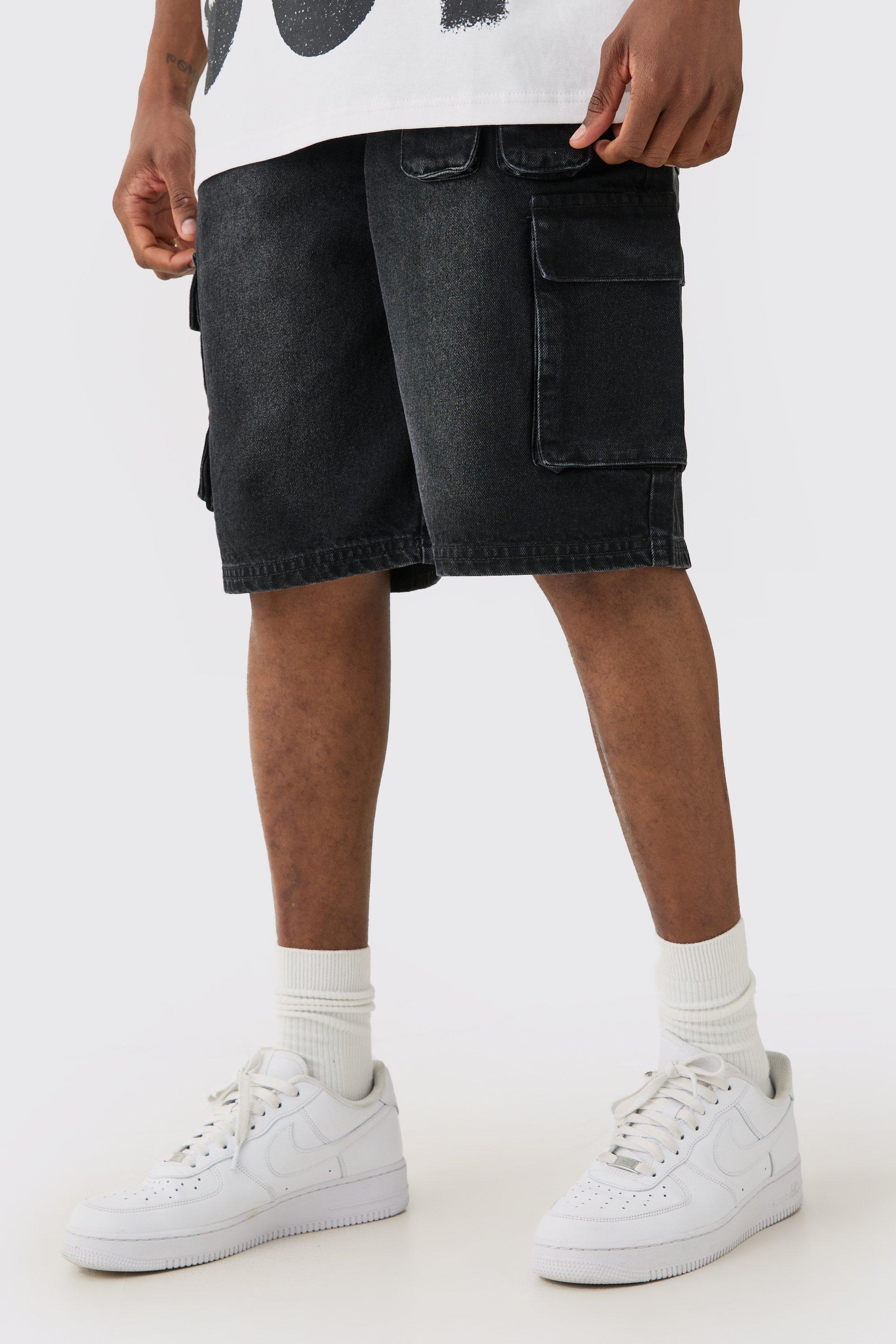 Mens Black Tall Official Denim Shorts, Black