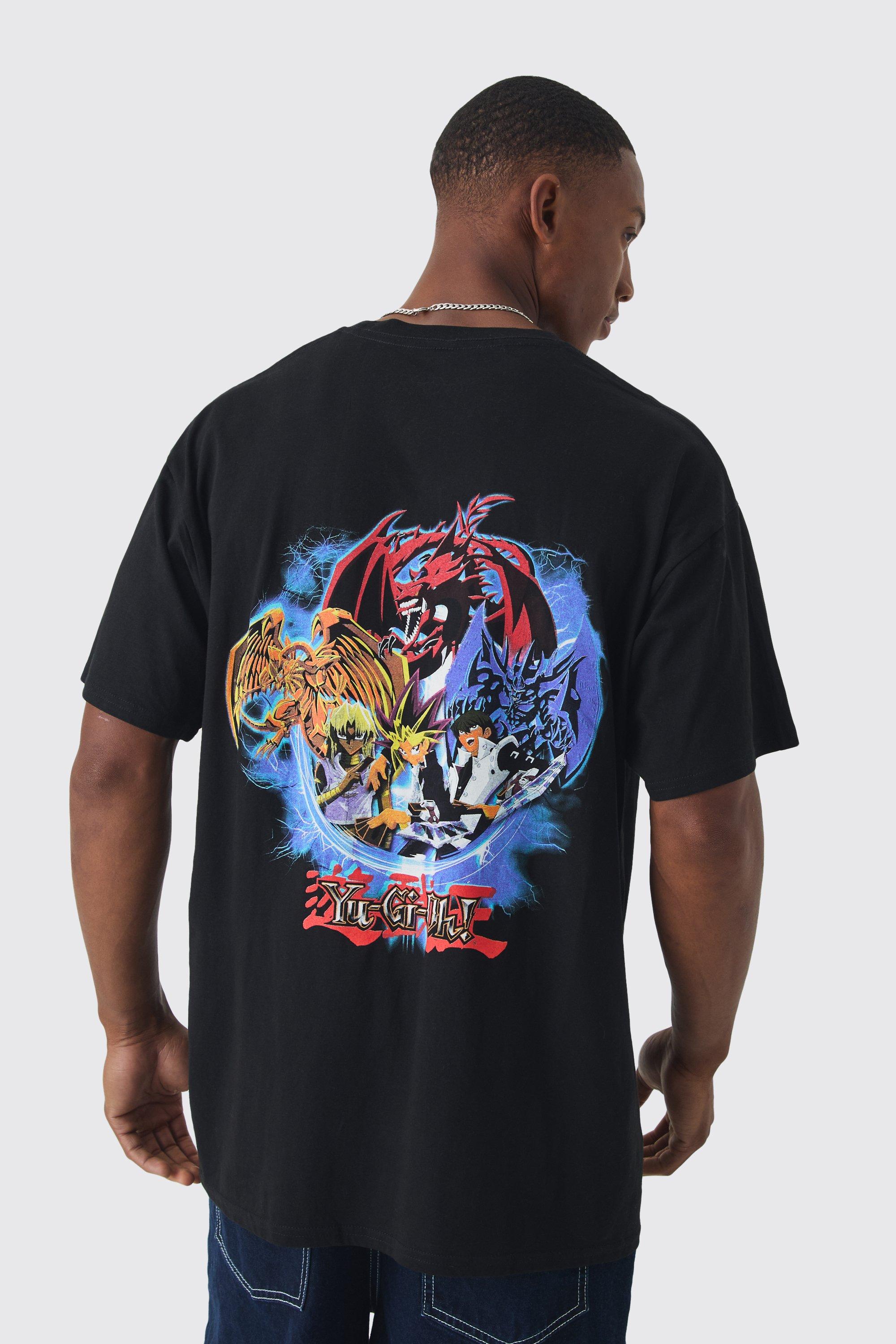 Mens Black Oversized Yugioh License T-shirt, Black