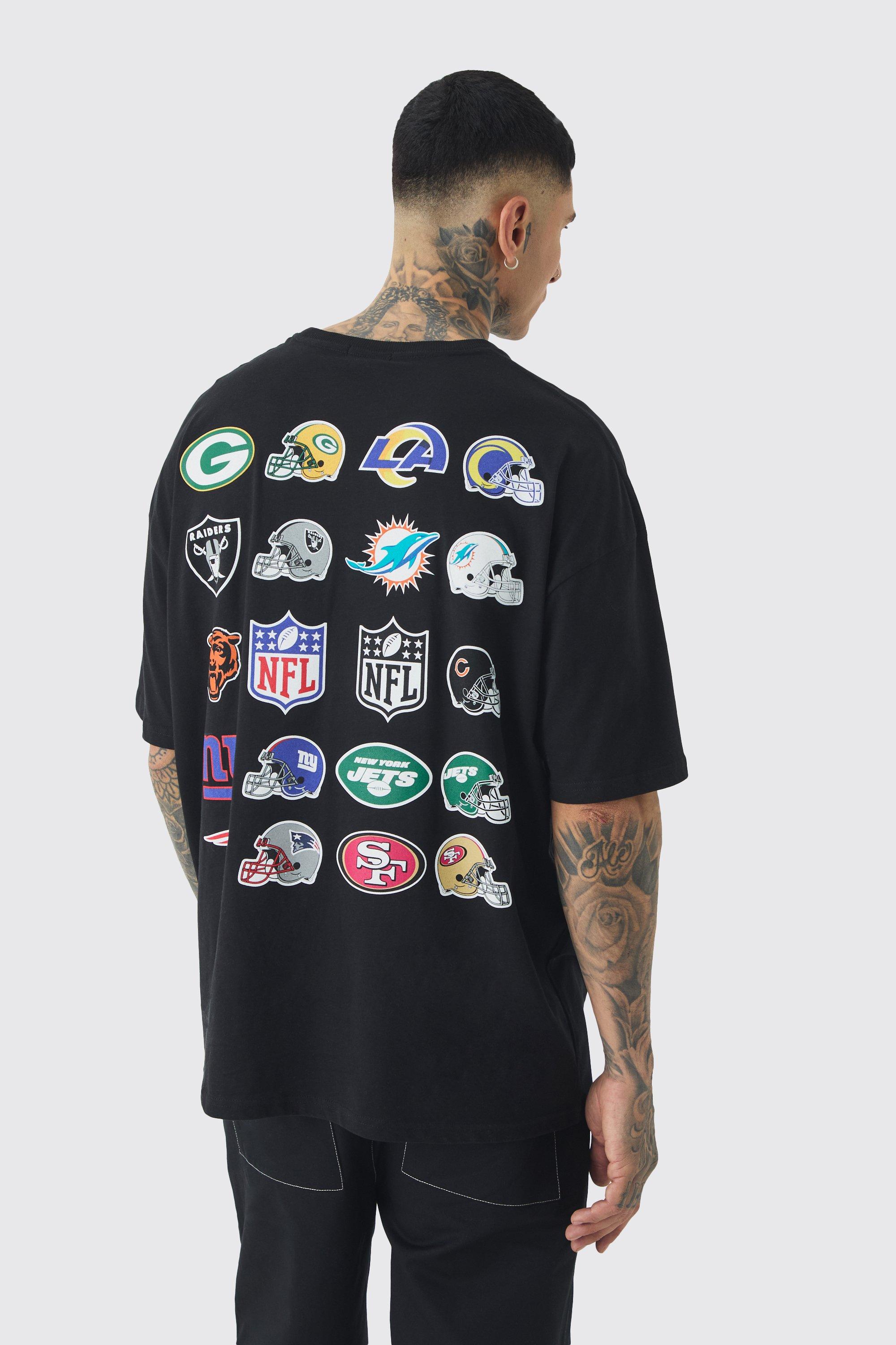 Mens Tall NFL Licence Badge T-shirt In Black, Black