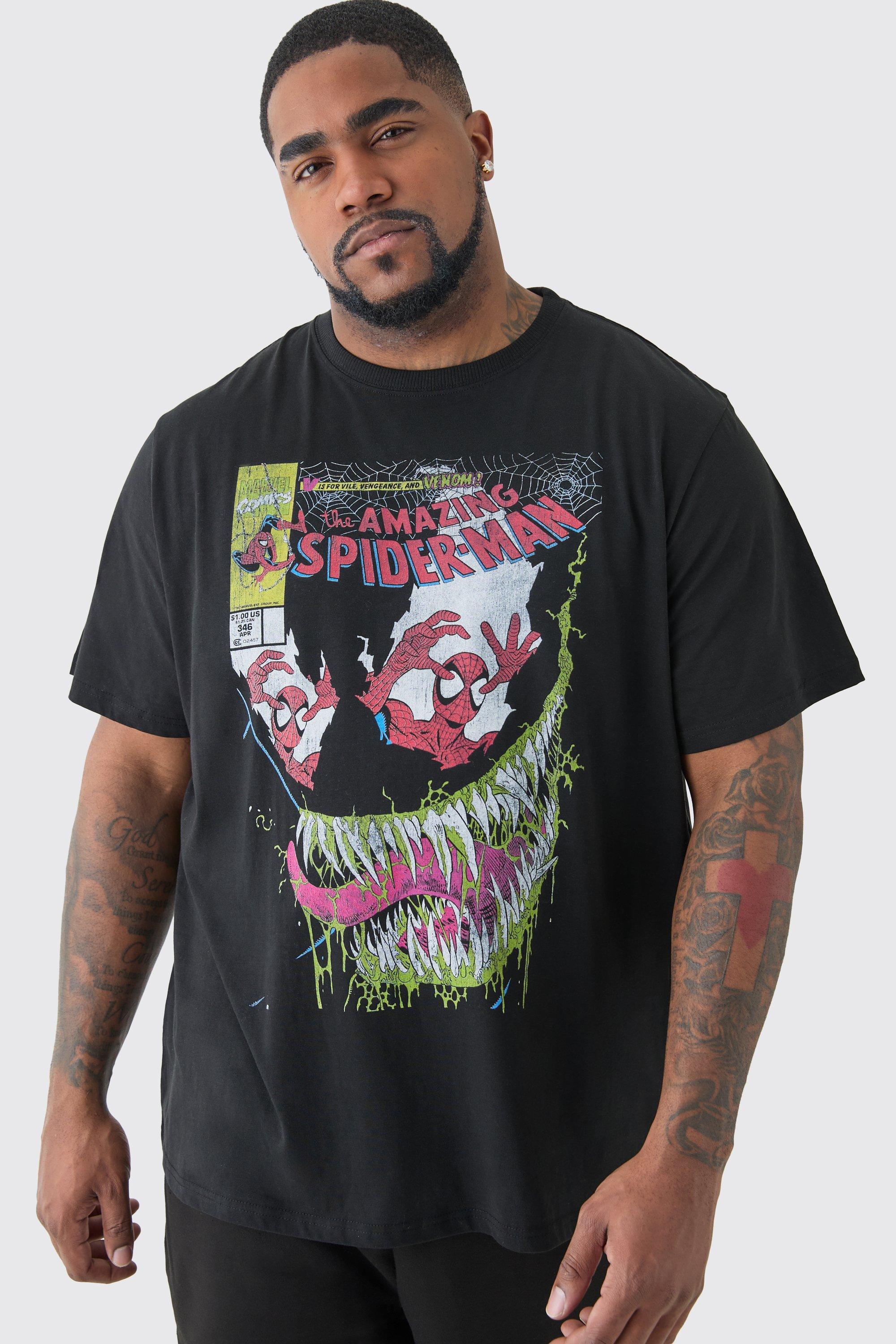 T-shirt Plus Size di Spider Man nera, Nero