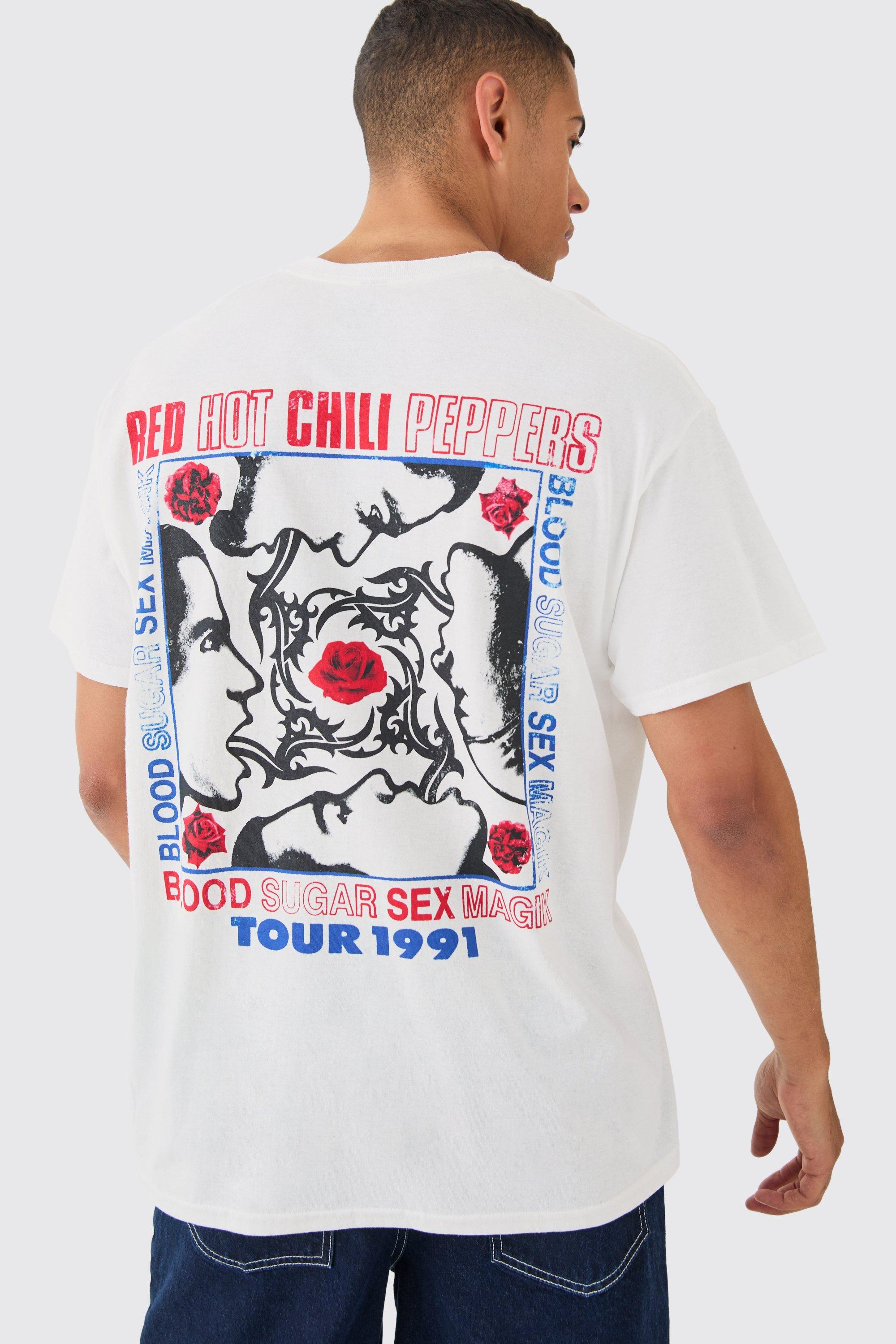 Image of Oversized Red Hot Chili Peppers License T-shirt, Bianco