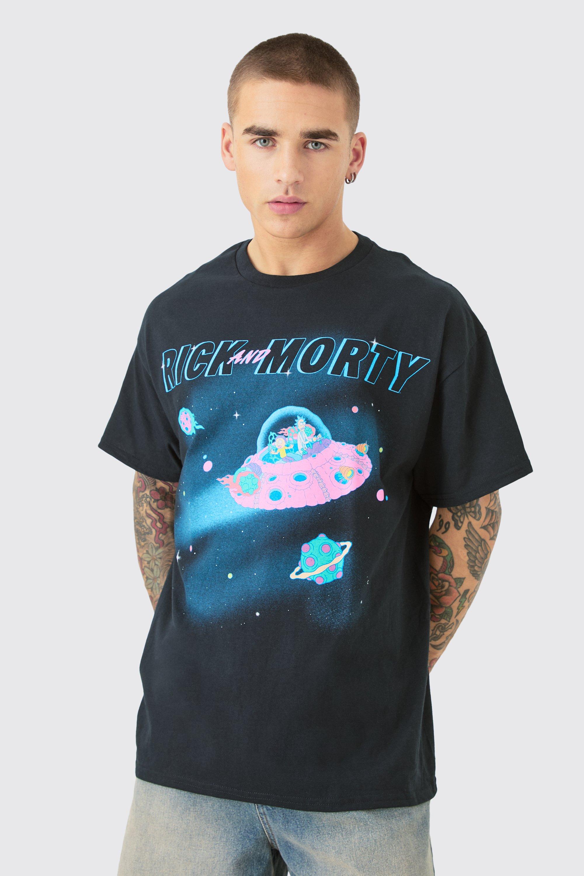 Image of Oversized Rick And Morty Space License T-shirt, Nero