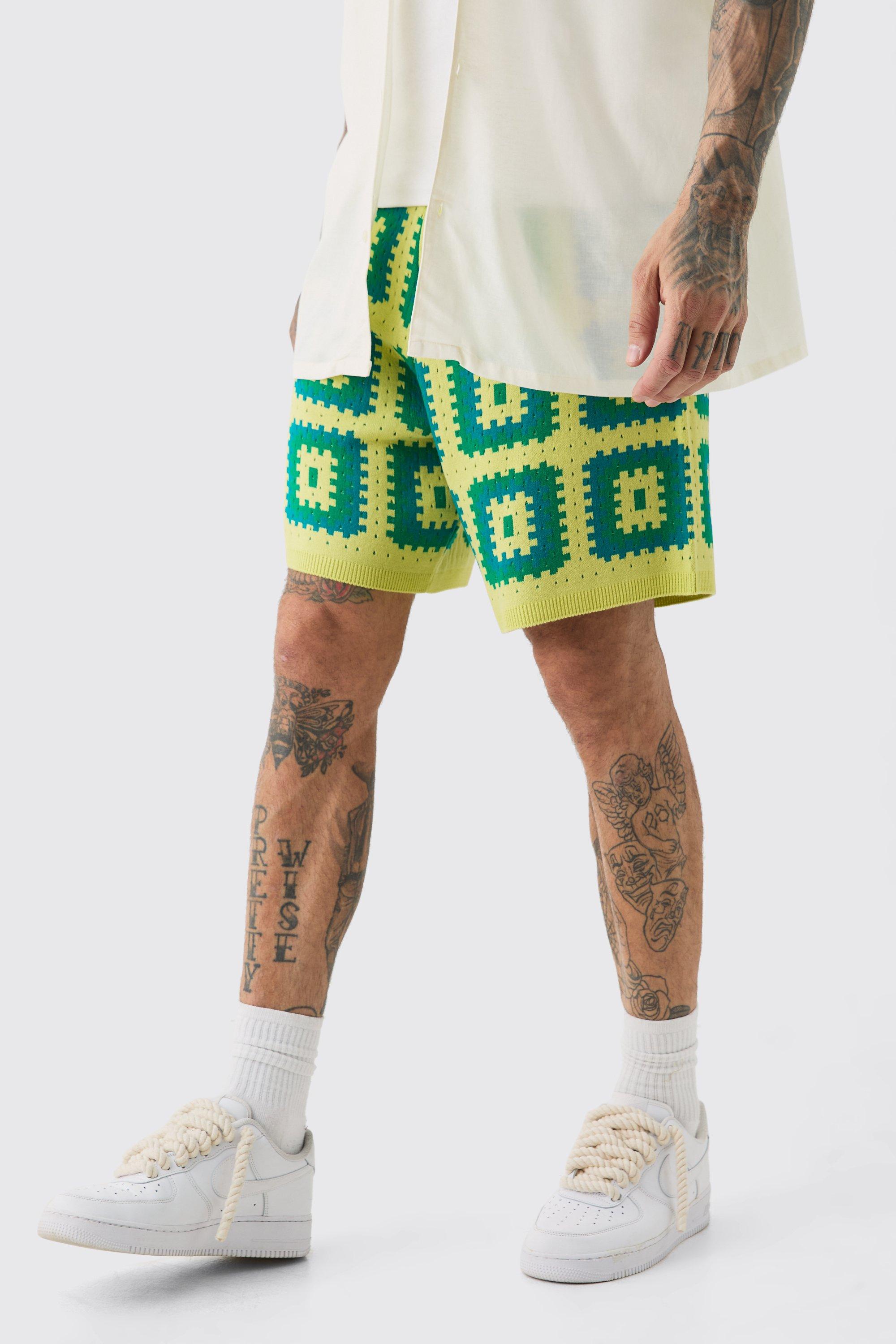 Tall Crochet Relaxed Fit Shorts, Verde