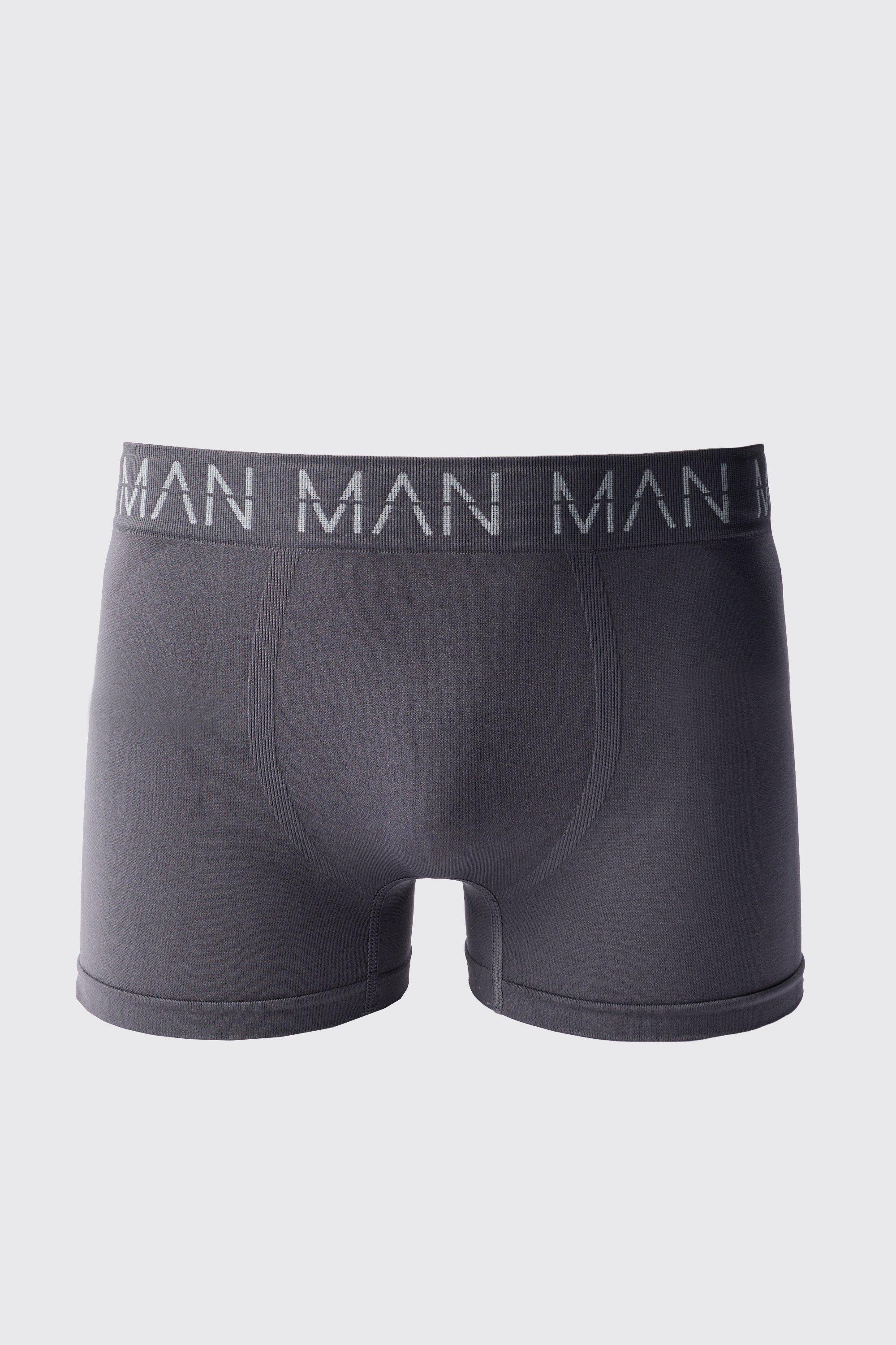 Mens Grey Man Active Seamless Boxer, Grey