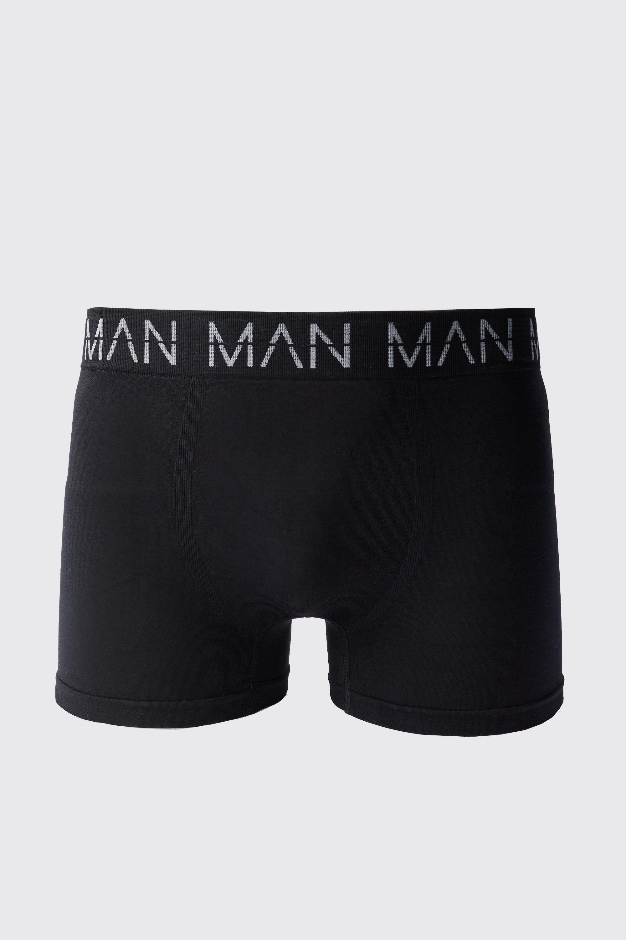 Mens Black Man Active Seamless Boxer, Black