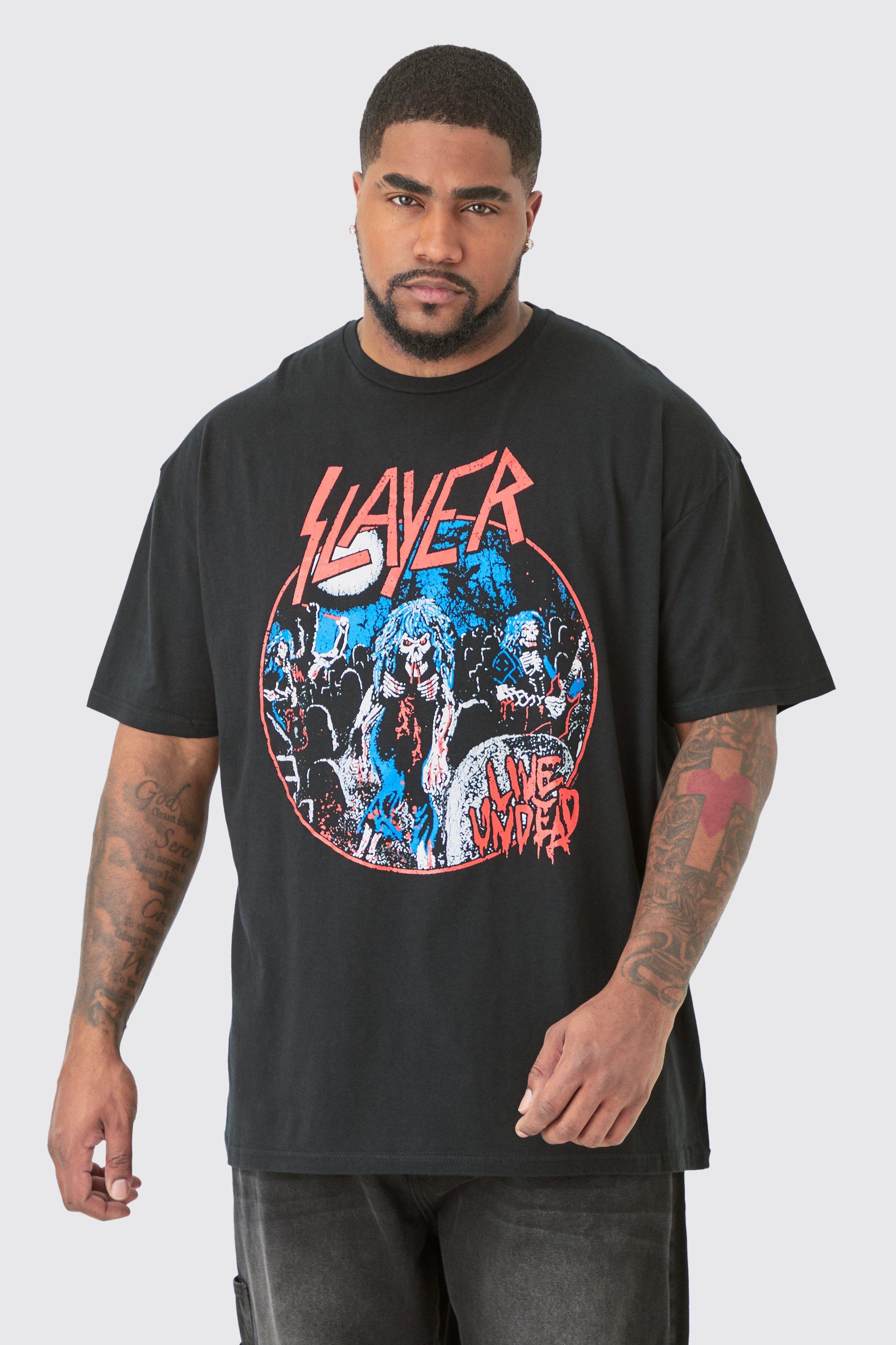 Mens Black Plus Slayer License Print T-shirt, Black