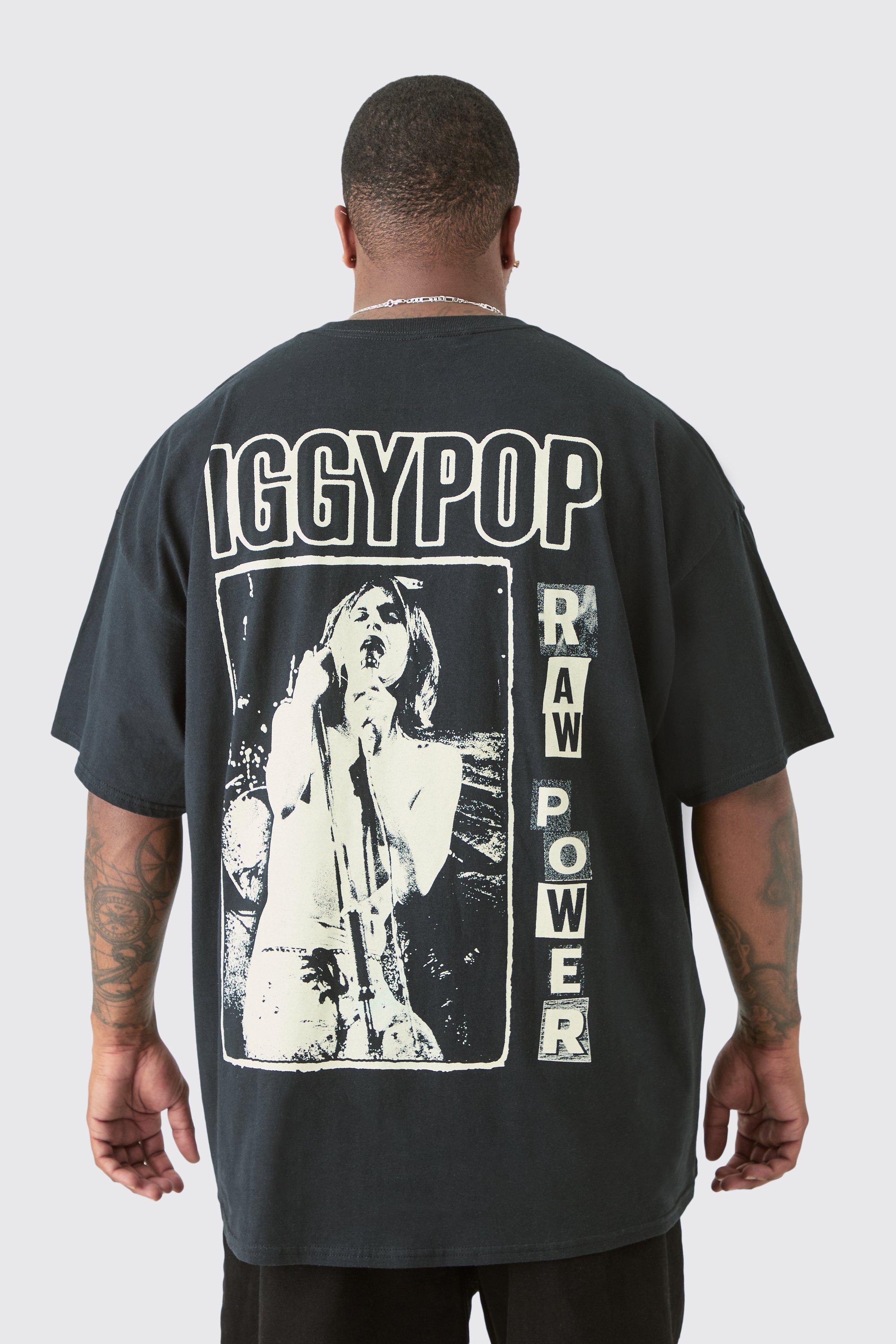 Image of Plus Iggy Pop License Front & Back Print T-shirt, Nero