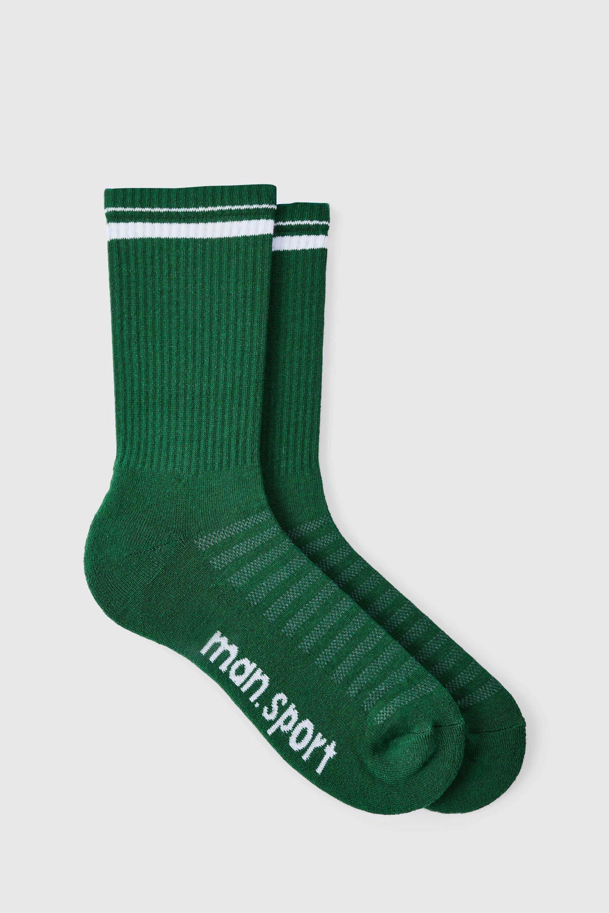 Mens Green Man Sport Crew Socks, Green