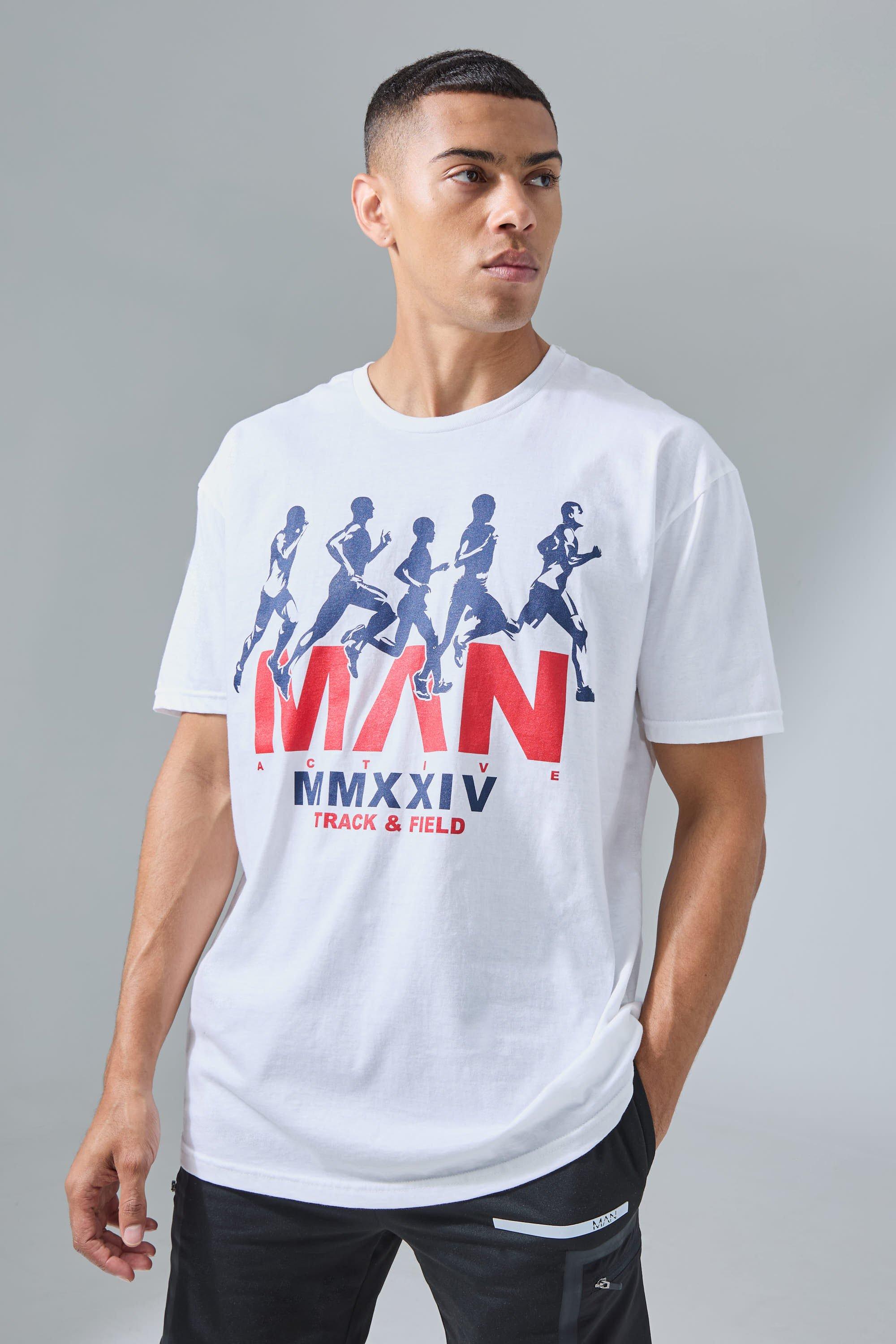 Image of Man Active Oversized Paris 2024 Games Graphic T-shirt, Bianco