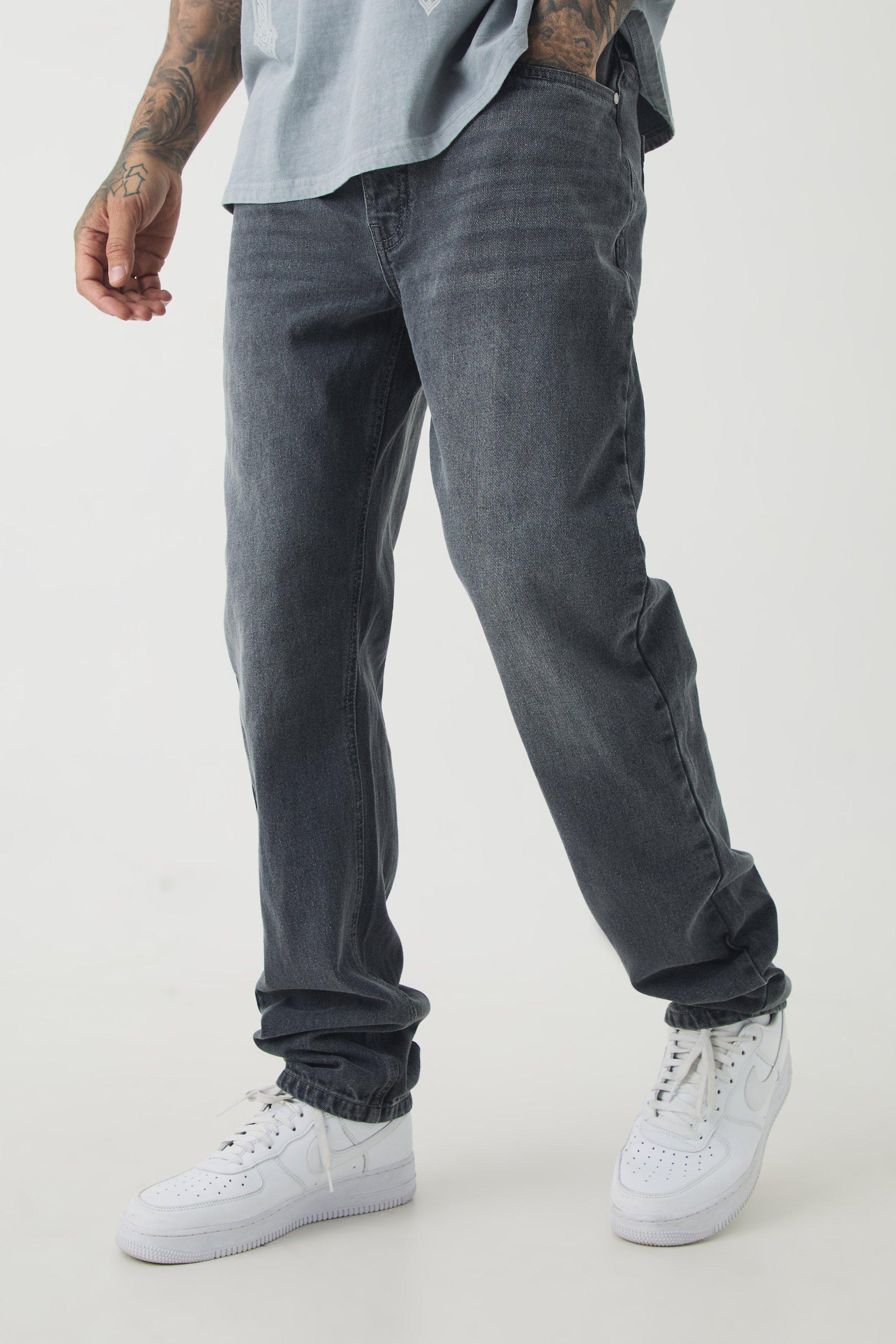 Mens Grey Tall Straight Rigid Jeans, Grey