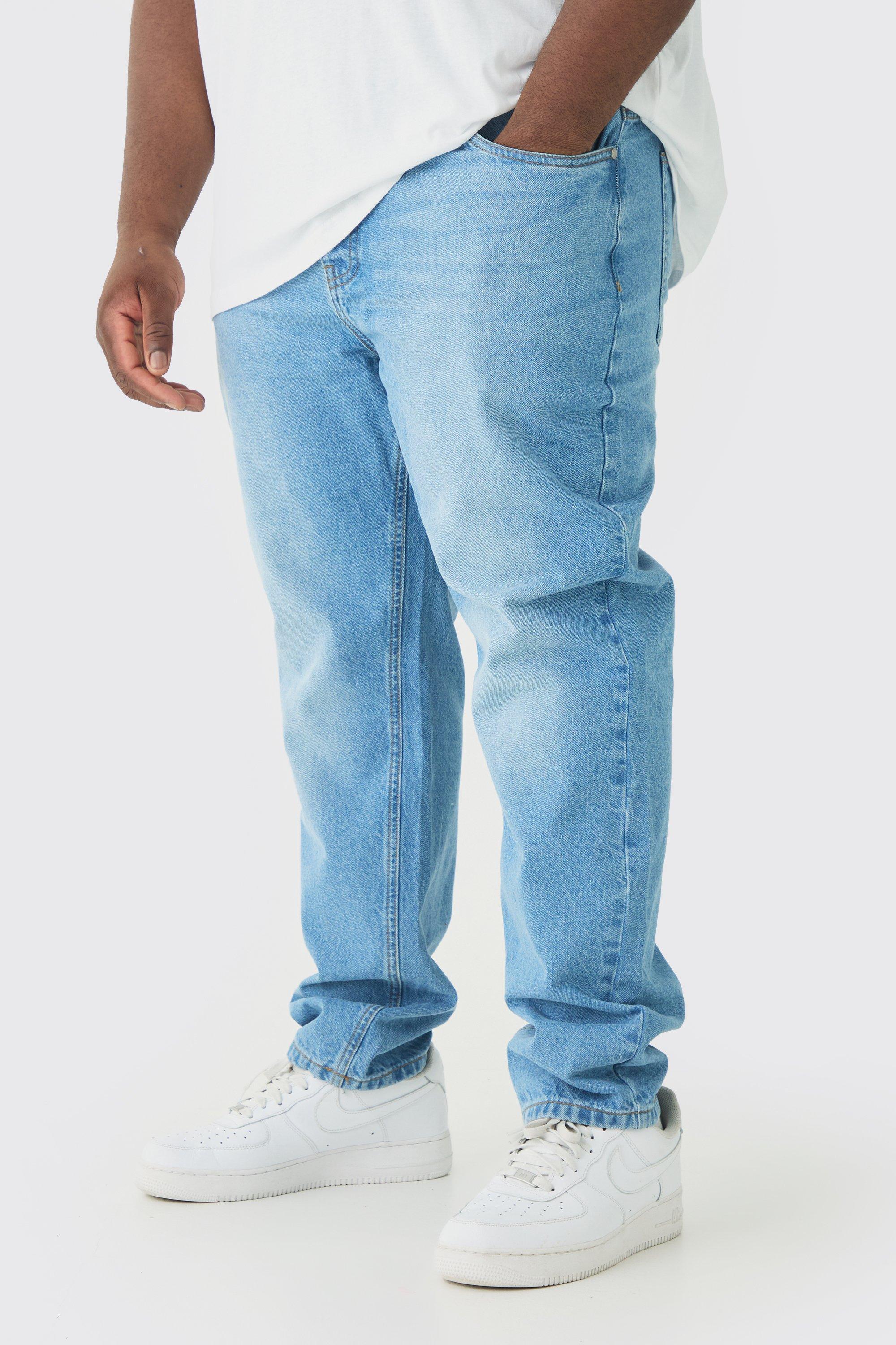 Jeans Plus Size Slim Fit in denim rigido, Azzurro