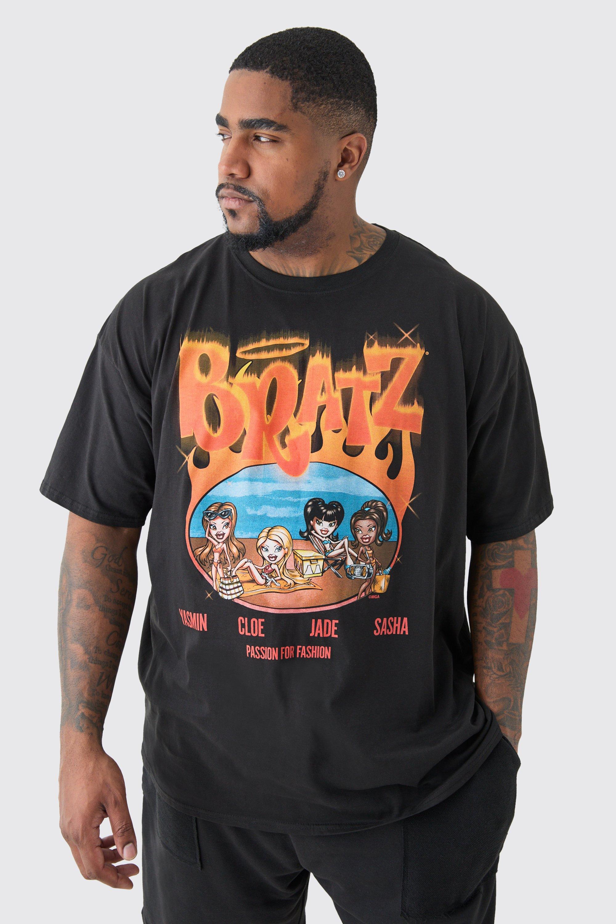 Mens Plus Bratz Flame Print License T-shirt In Black, Black