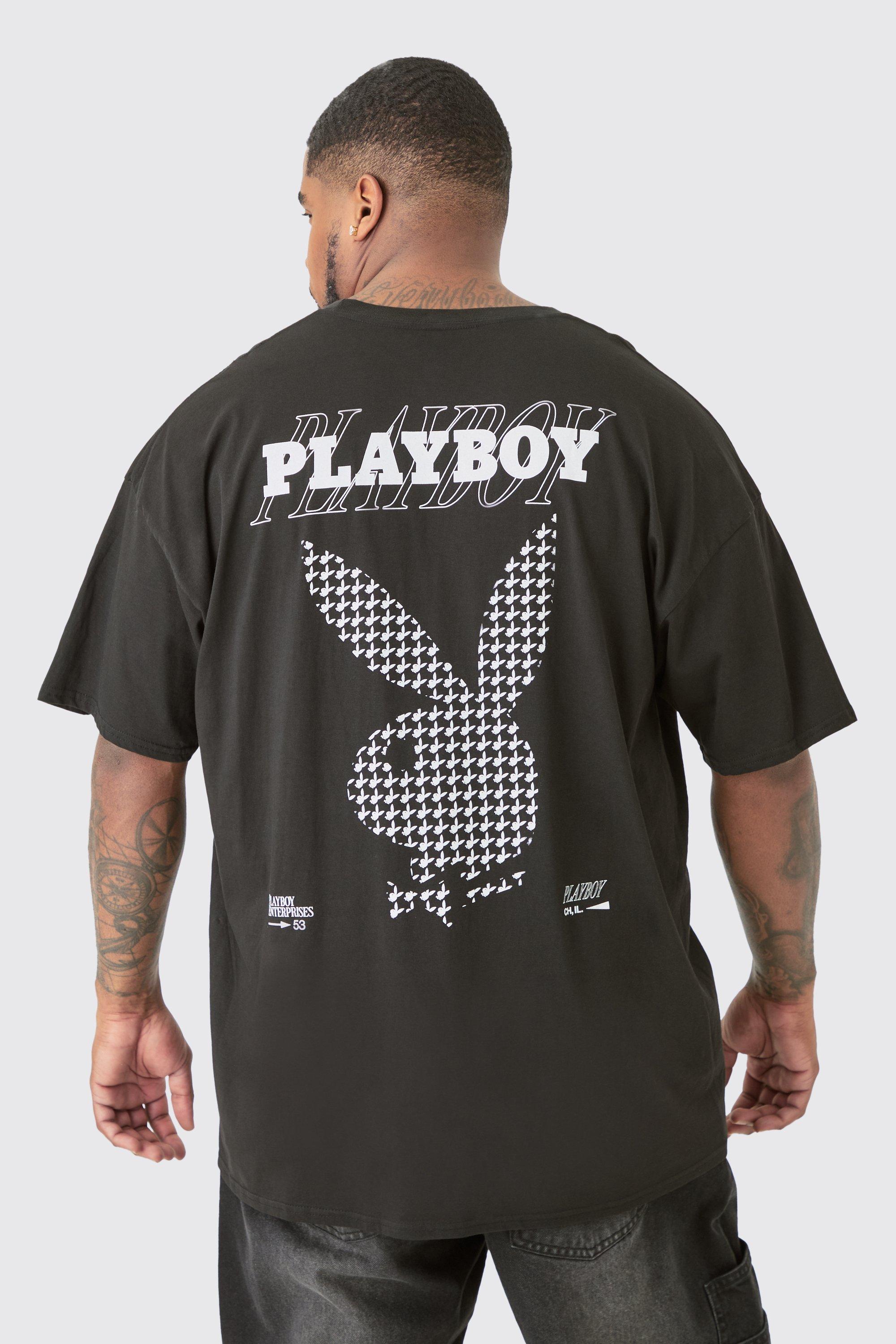Image of Plus Check Print Playboy T-shirt In Black, Nero