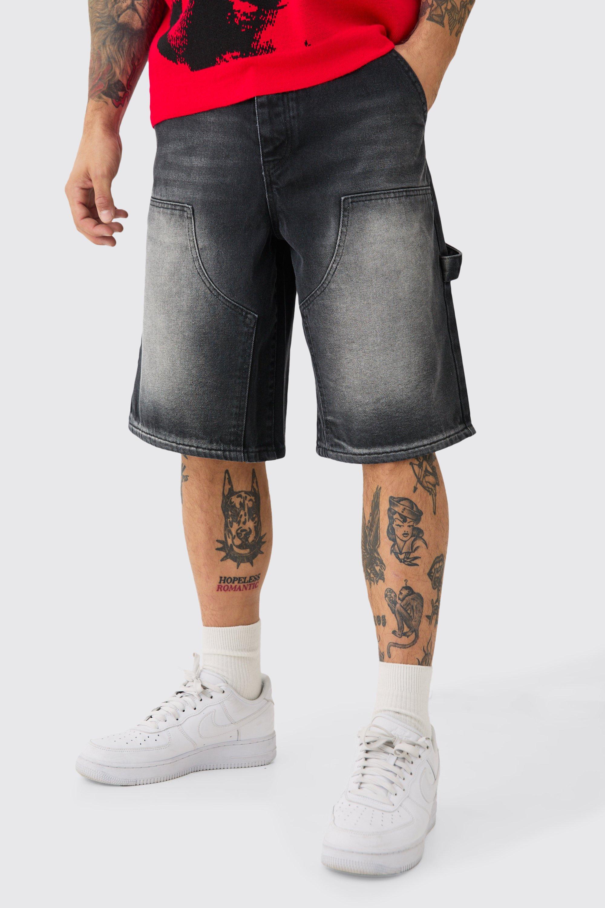 Mens Black Carpenter Denim Jorts, Black