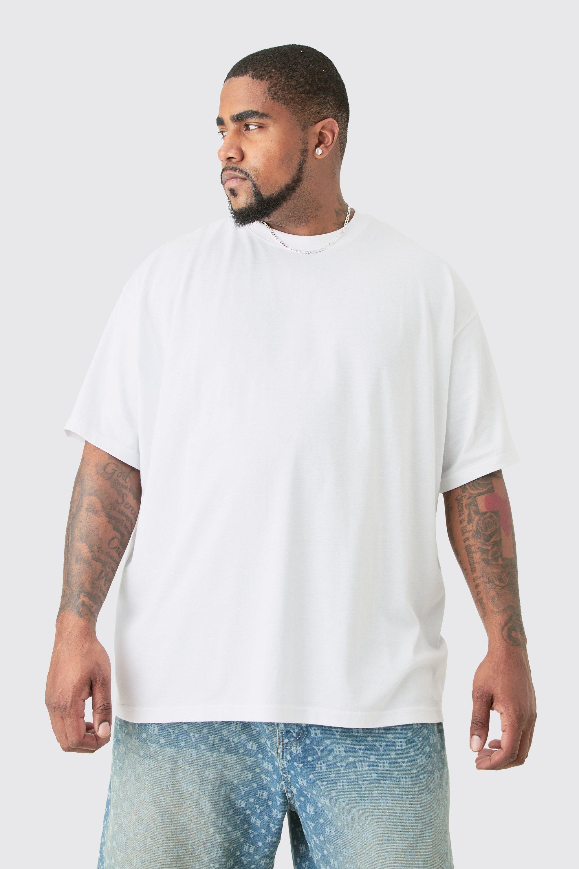 T-shirt Plus Size oversize a girocollo, Bianco