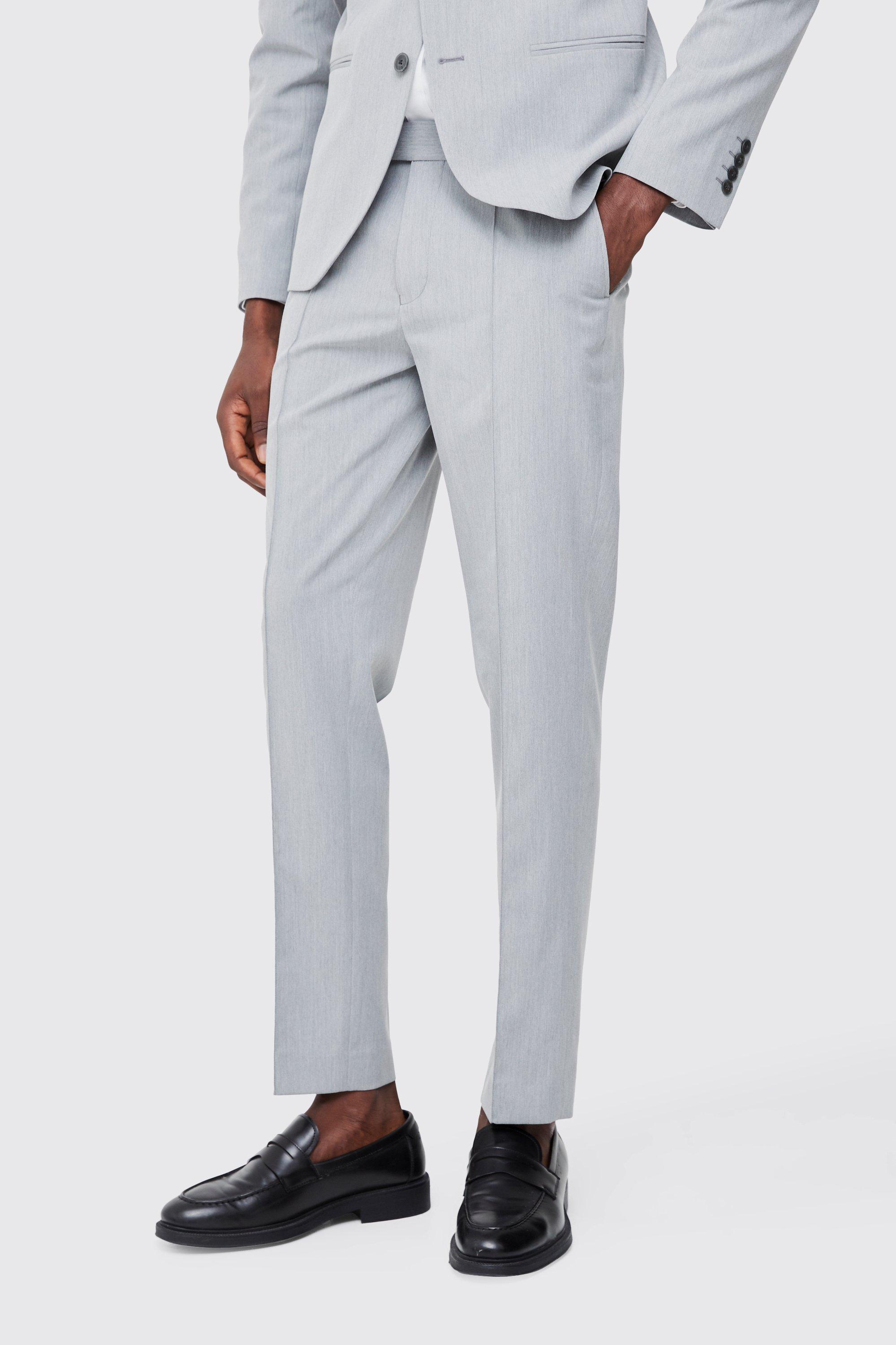 Pantaloni sartoriali Slim Fit con nervature e vita fissa, Grigio