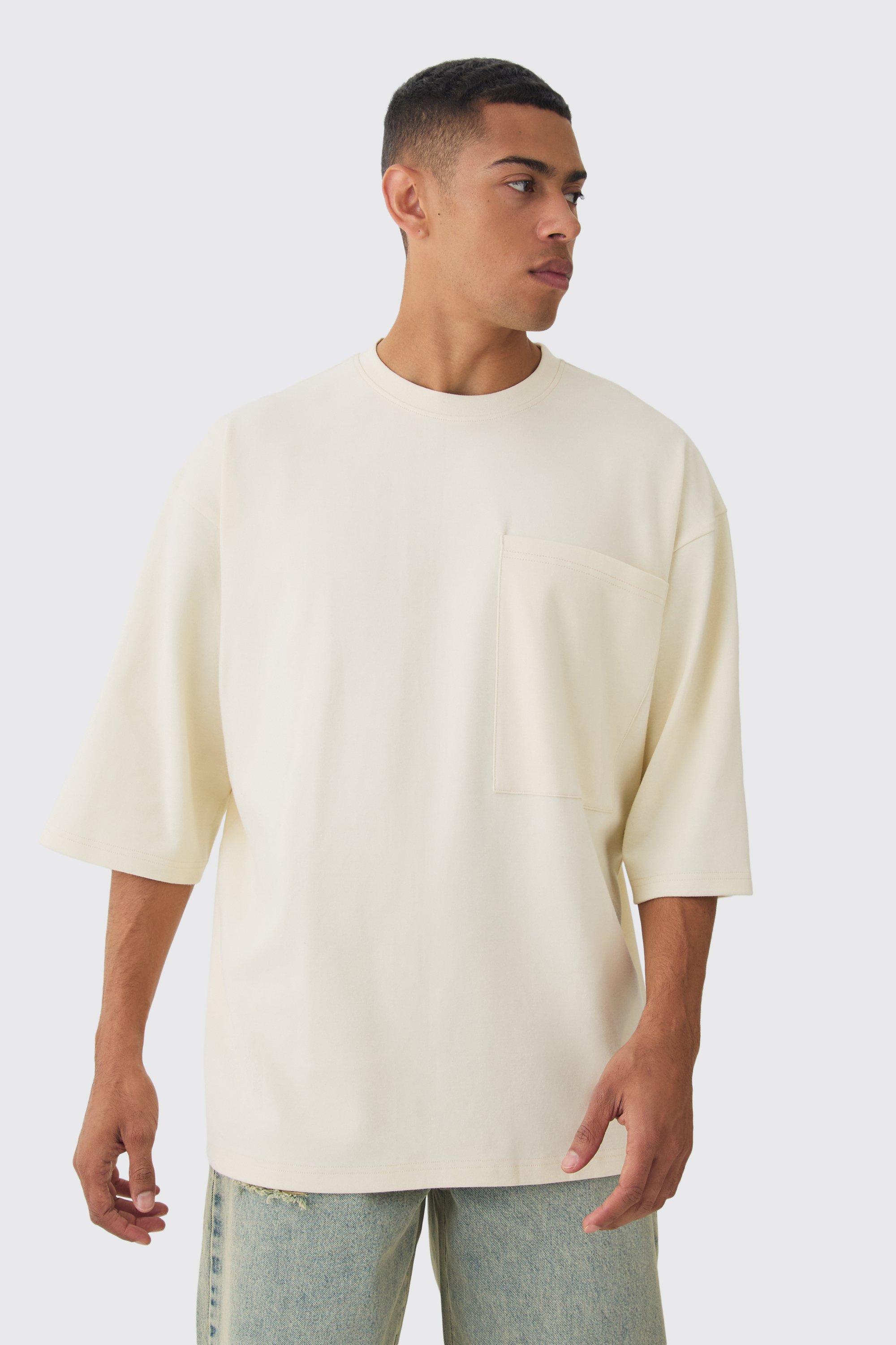 T-shirt super pesante oversize con Interlock, Cream