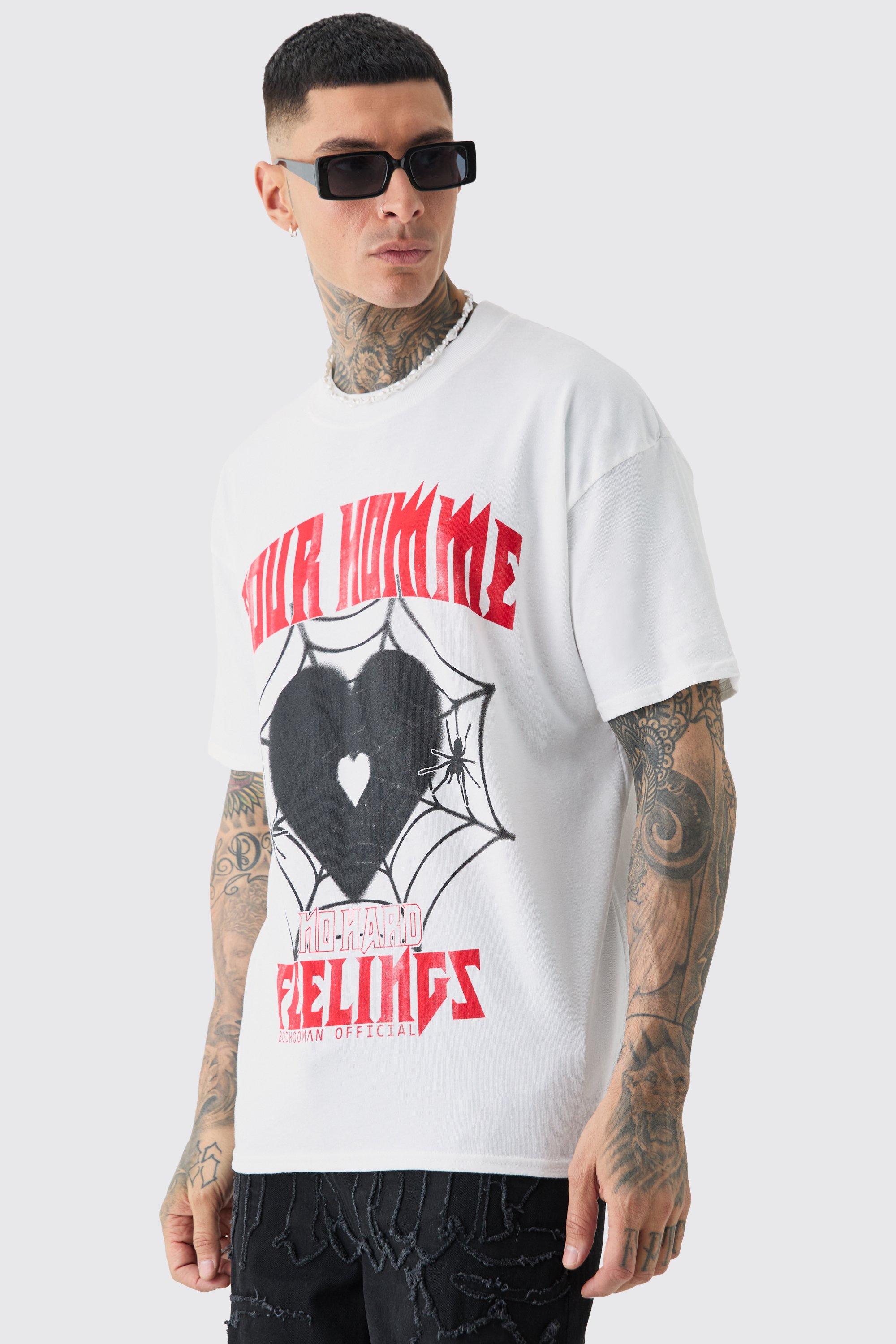 Image of Oversized No Hard Feelings T-shirt, Bianco