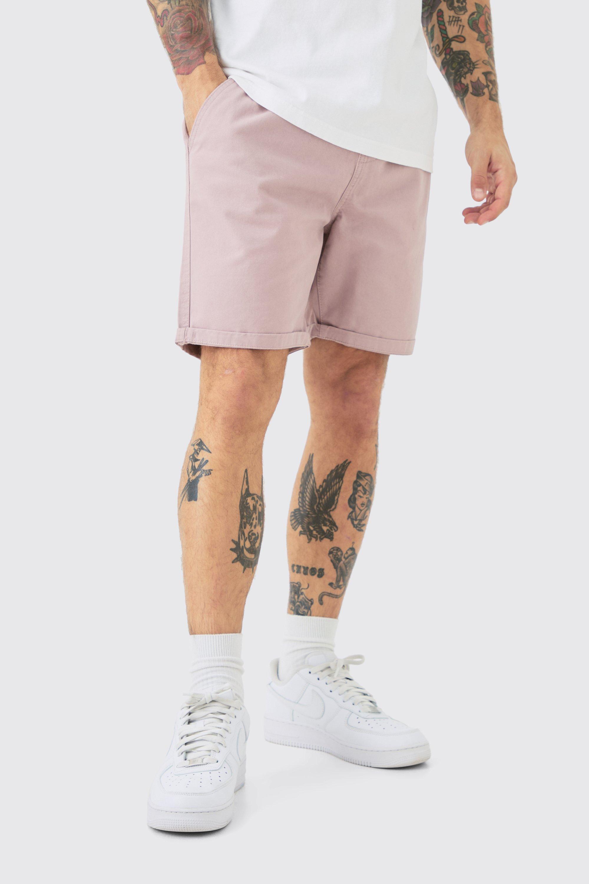 Image of Slim Fit Elastic Waist Bermuda Shorts, Pink