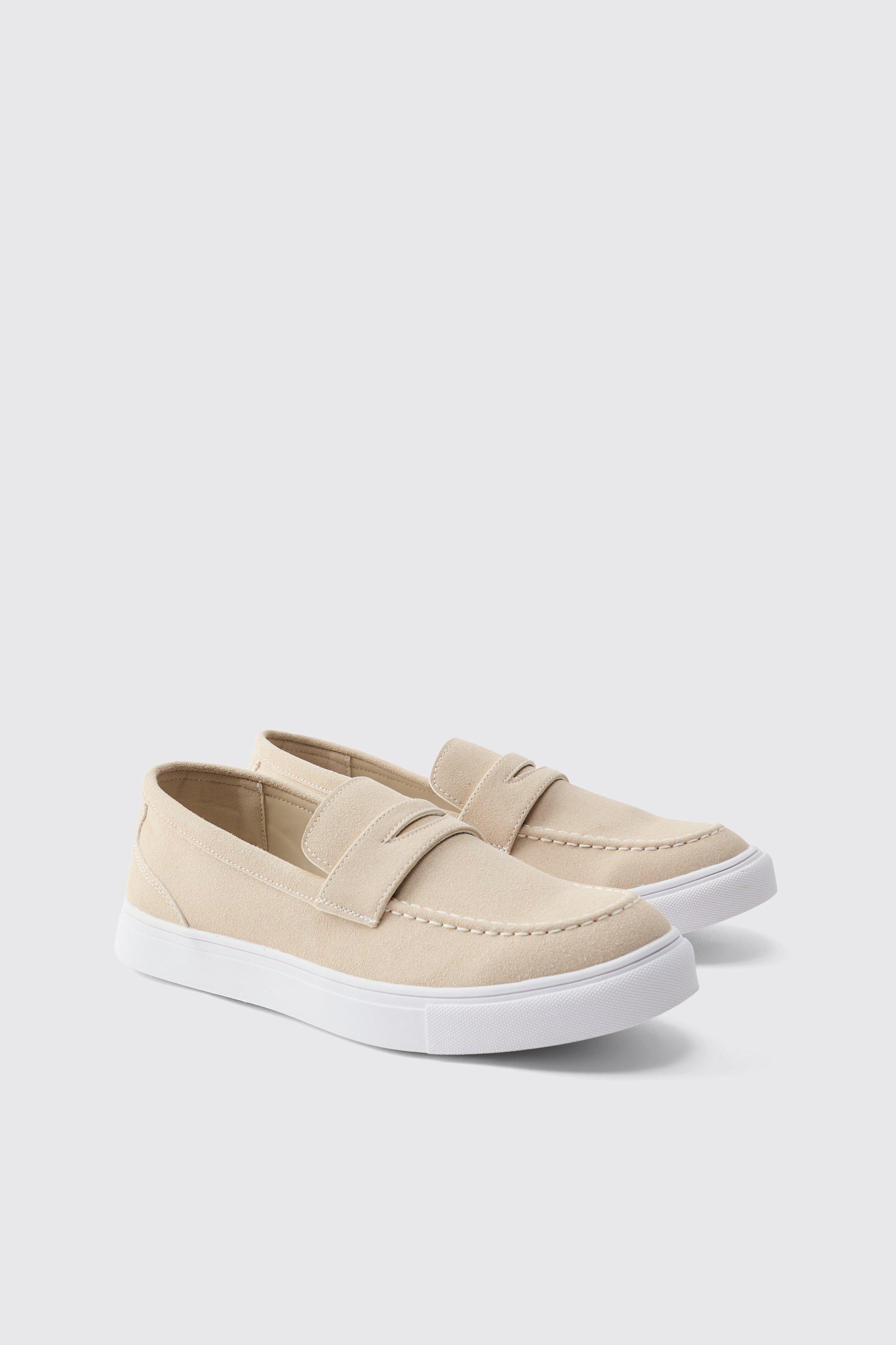 Mens Beige Chunky Sole Boat Shoe, Beige