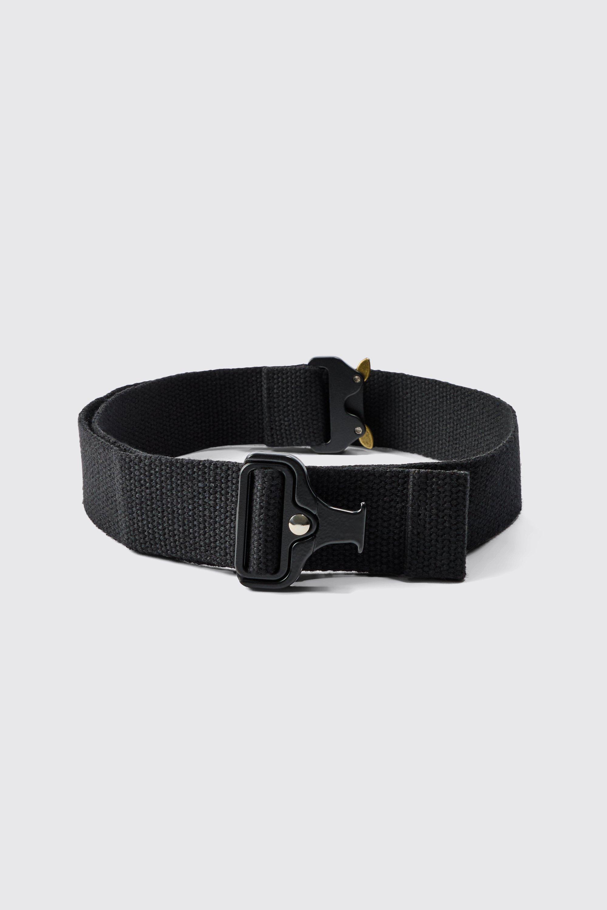 Mens Buckle Detail Belt In Black, Black