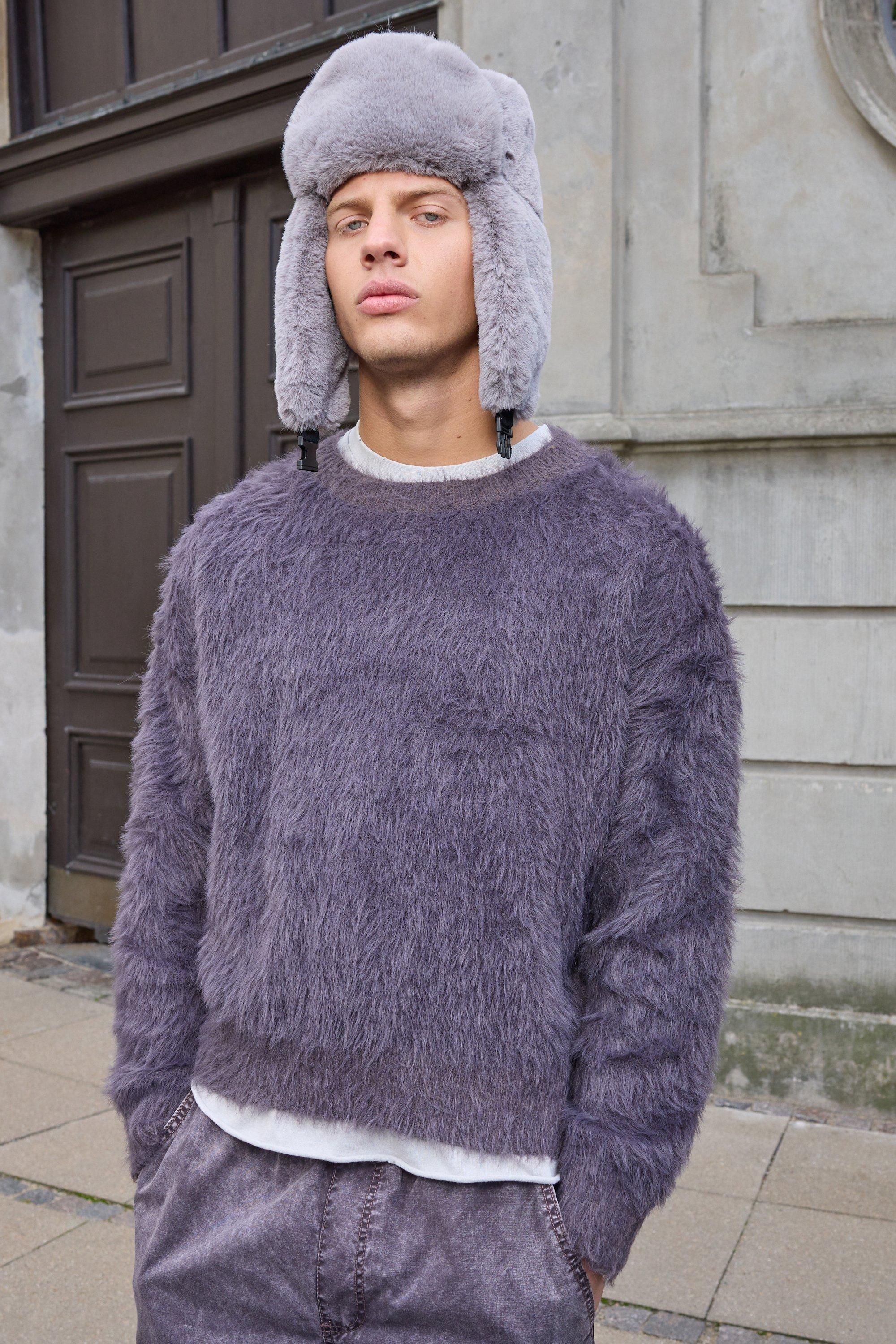 Maglione squadrato oversize in maglia super morbida, Purple