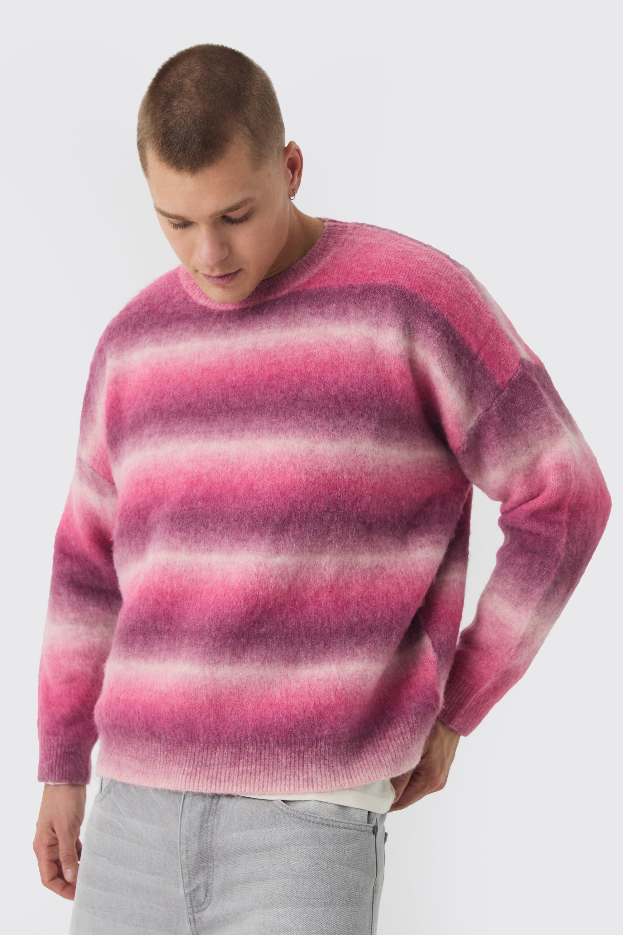 Maglione squadrato oversize in maglia sfumata, Pink