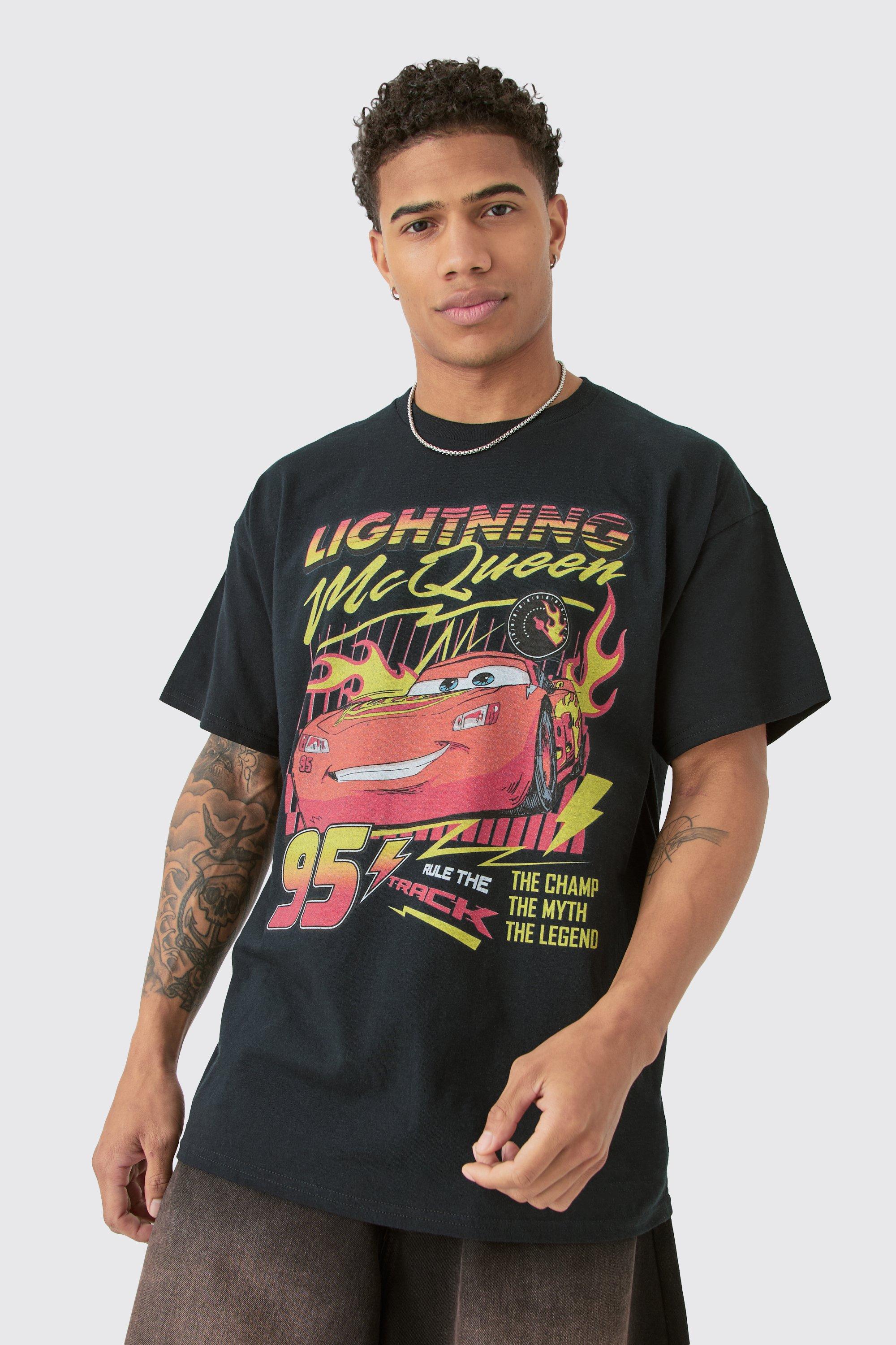 T-shirt oversize ufficiale Pixar Cars con fulmini, Nero