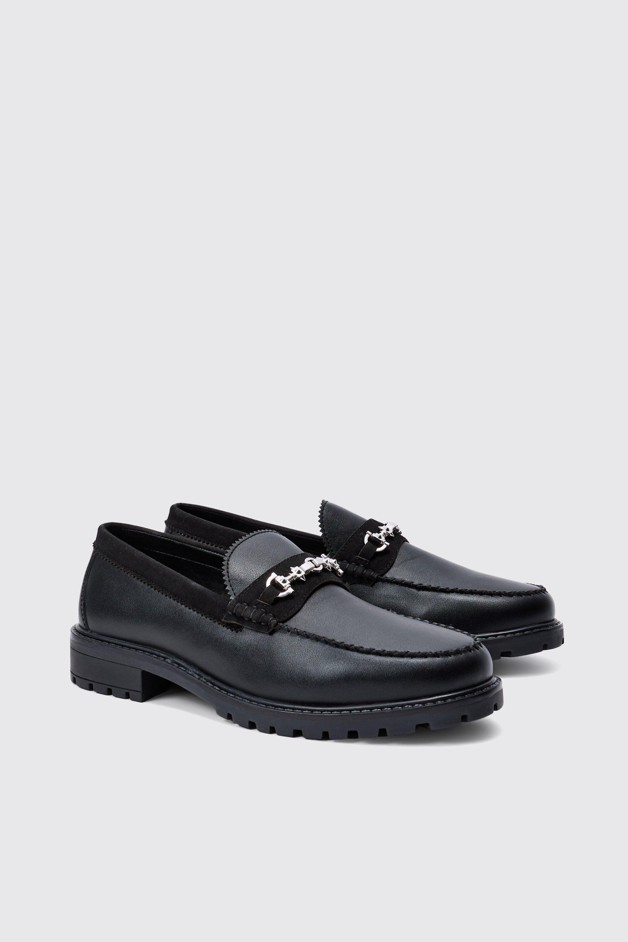 Boohoo Zwarte Pu Loafers Met Contrasterend Suède Paneel, Black