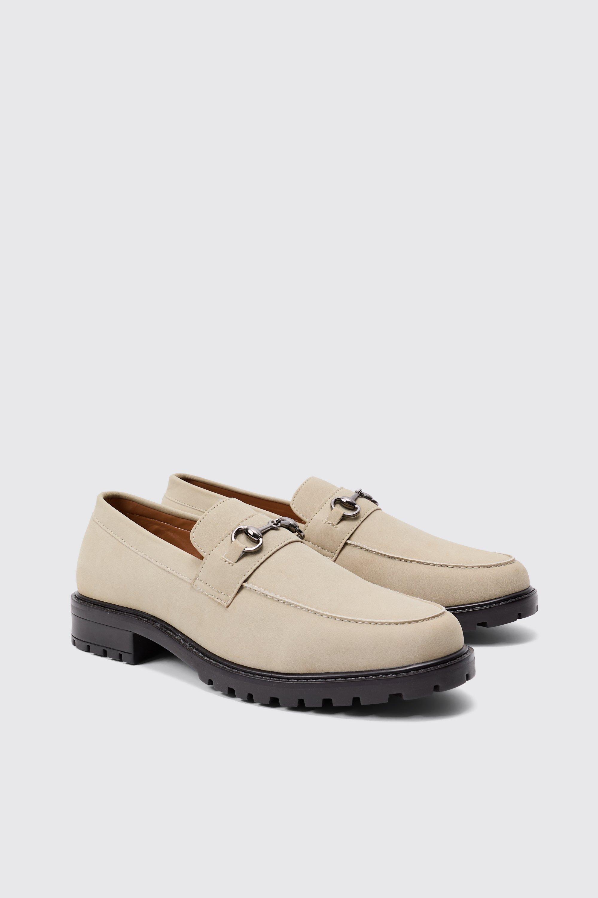 Boohoo Stevige Taupe Loafers Met Metalen Trens En Metalen Logo, Taupe