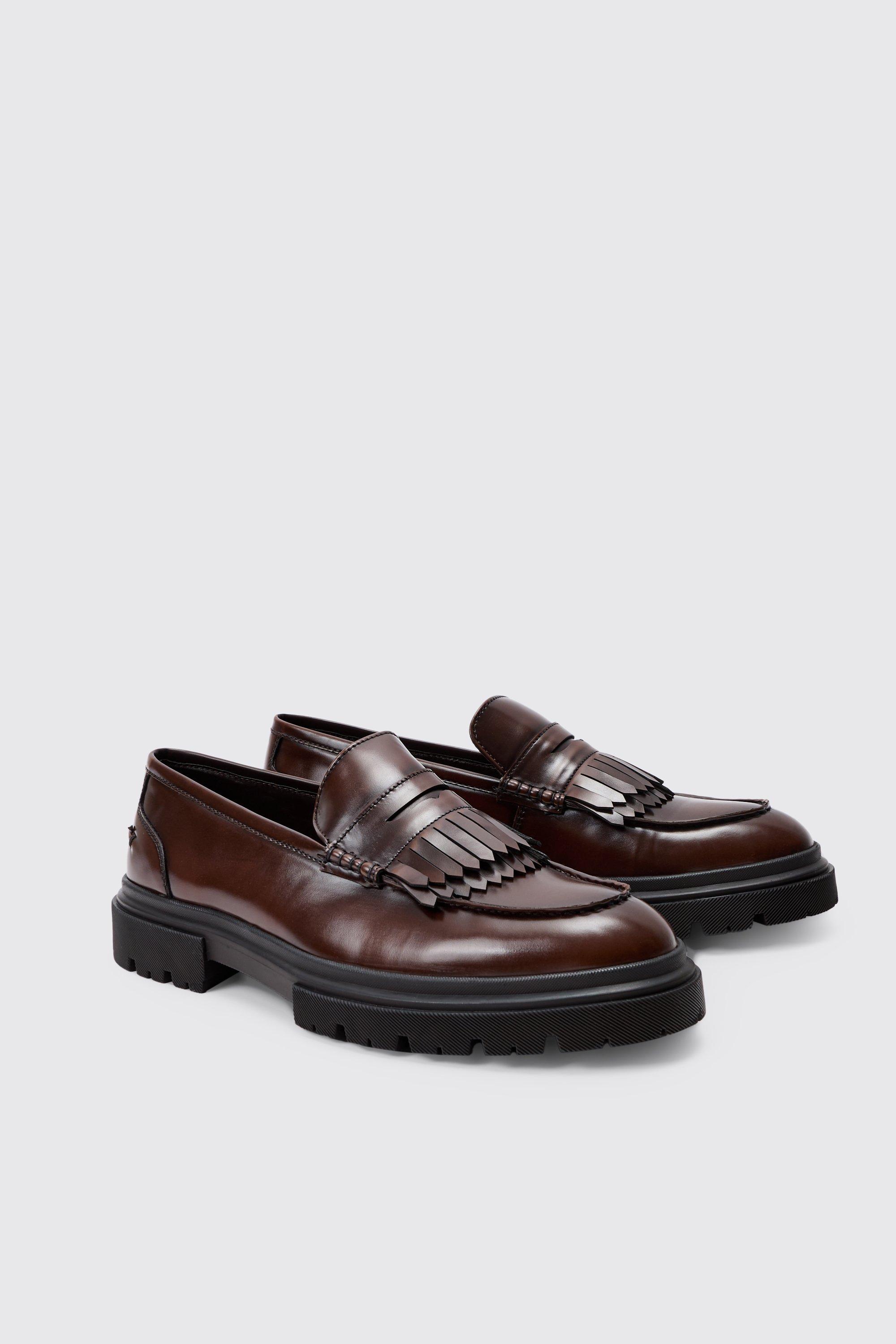 Boohoo Geborstelde Bruine Pu Loafers Met Kwastjes, Brown