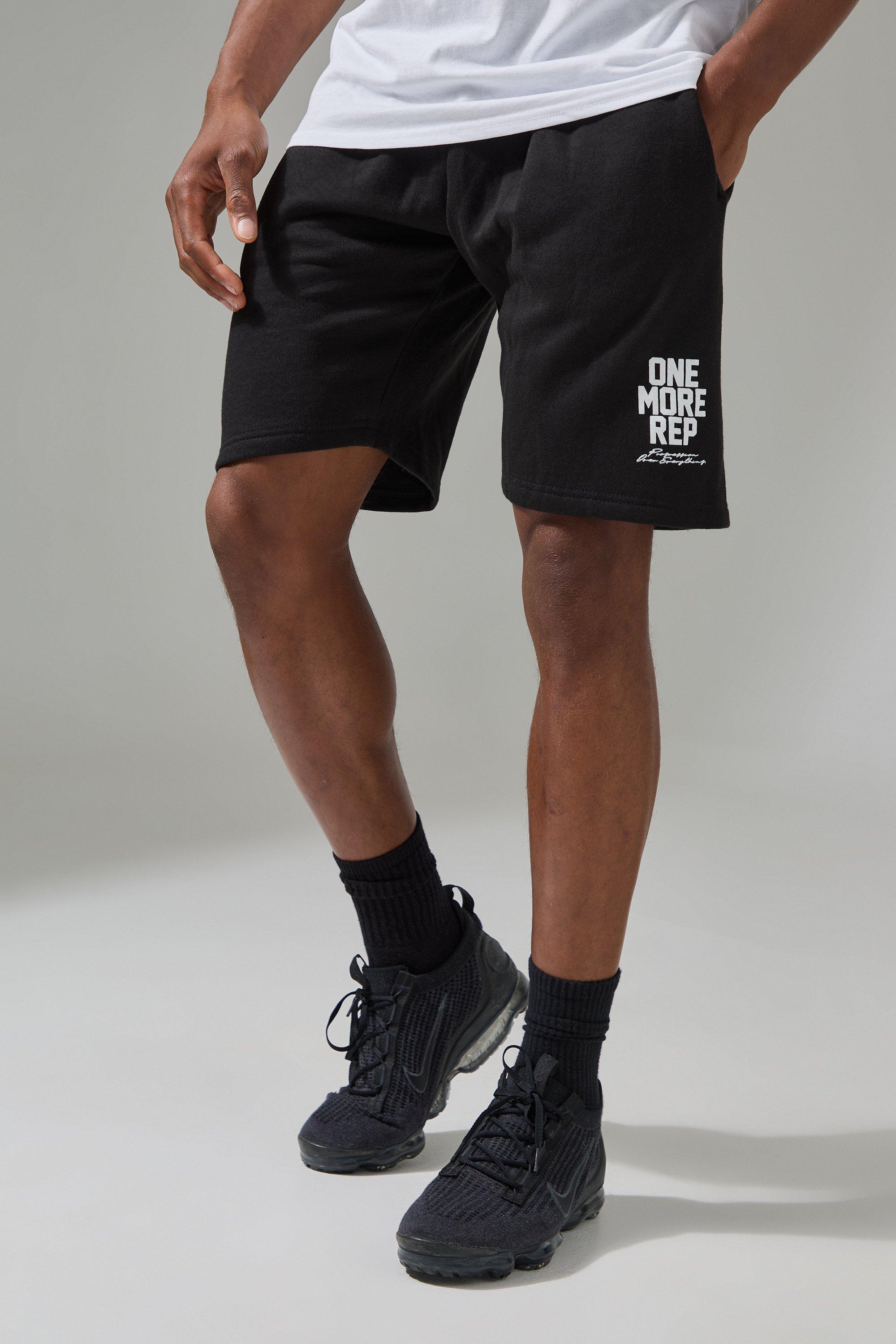 Mens Black Man Active One More Rep Oversized 5inch Shorts, Black