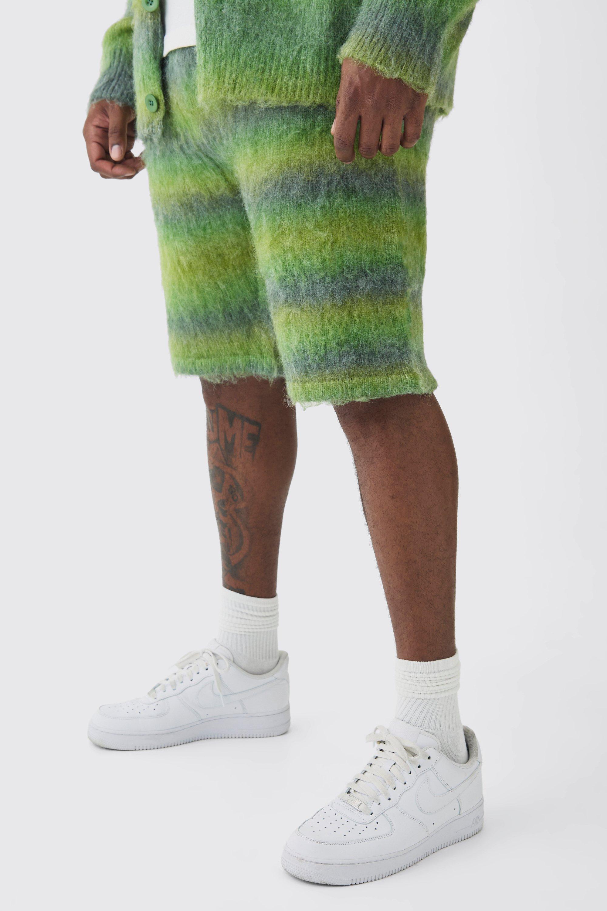 Plus Relaxed Fit Knitted Brushed Shorts, Verde