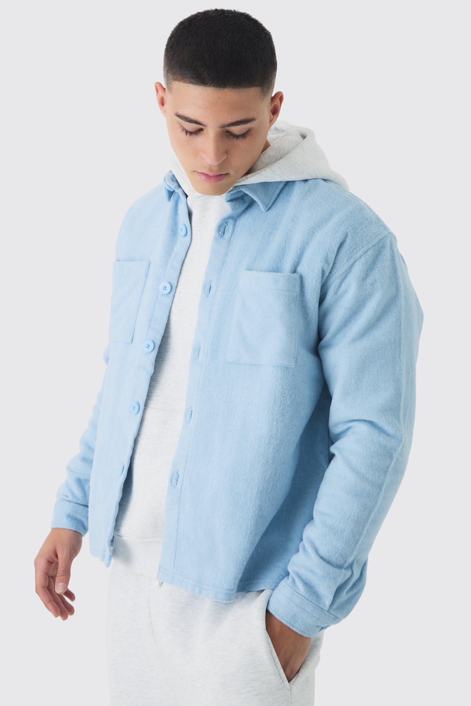 Sovracamicia oversize spazzolata, Azzurro