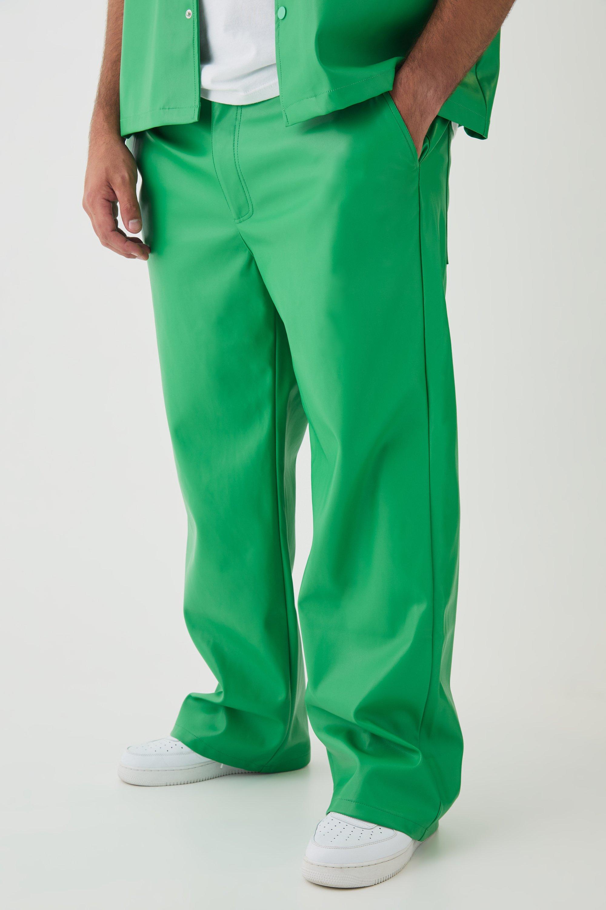 Pantaloni rilassati Plus Size in PU, Verde