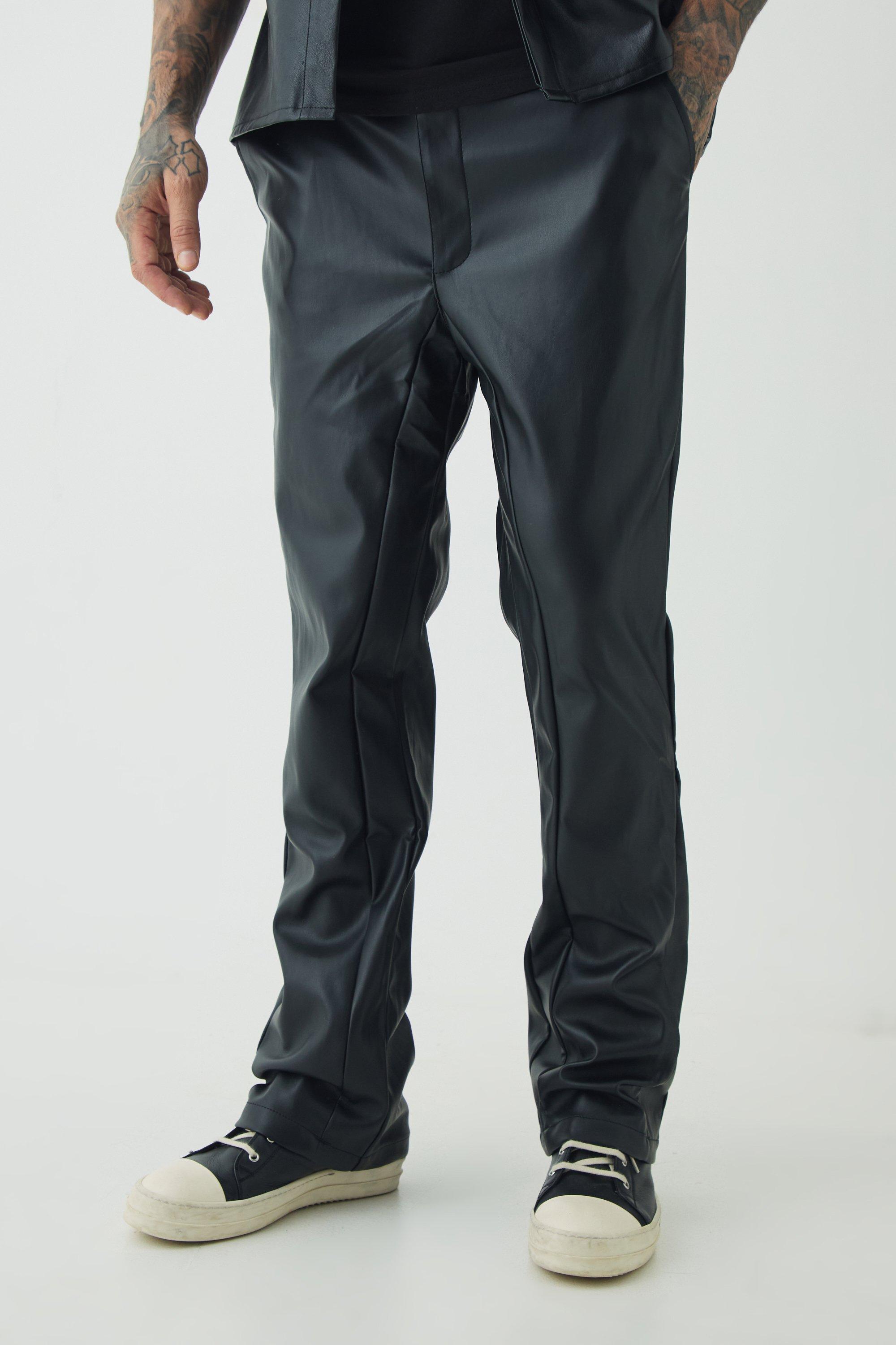 Pantaloni a zampa Tall Slim Fit in PU, Nero