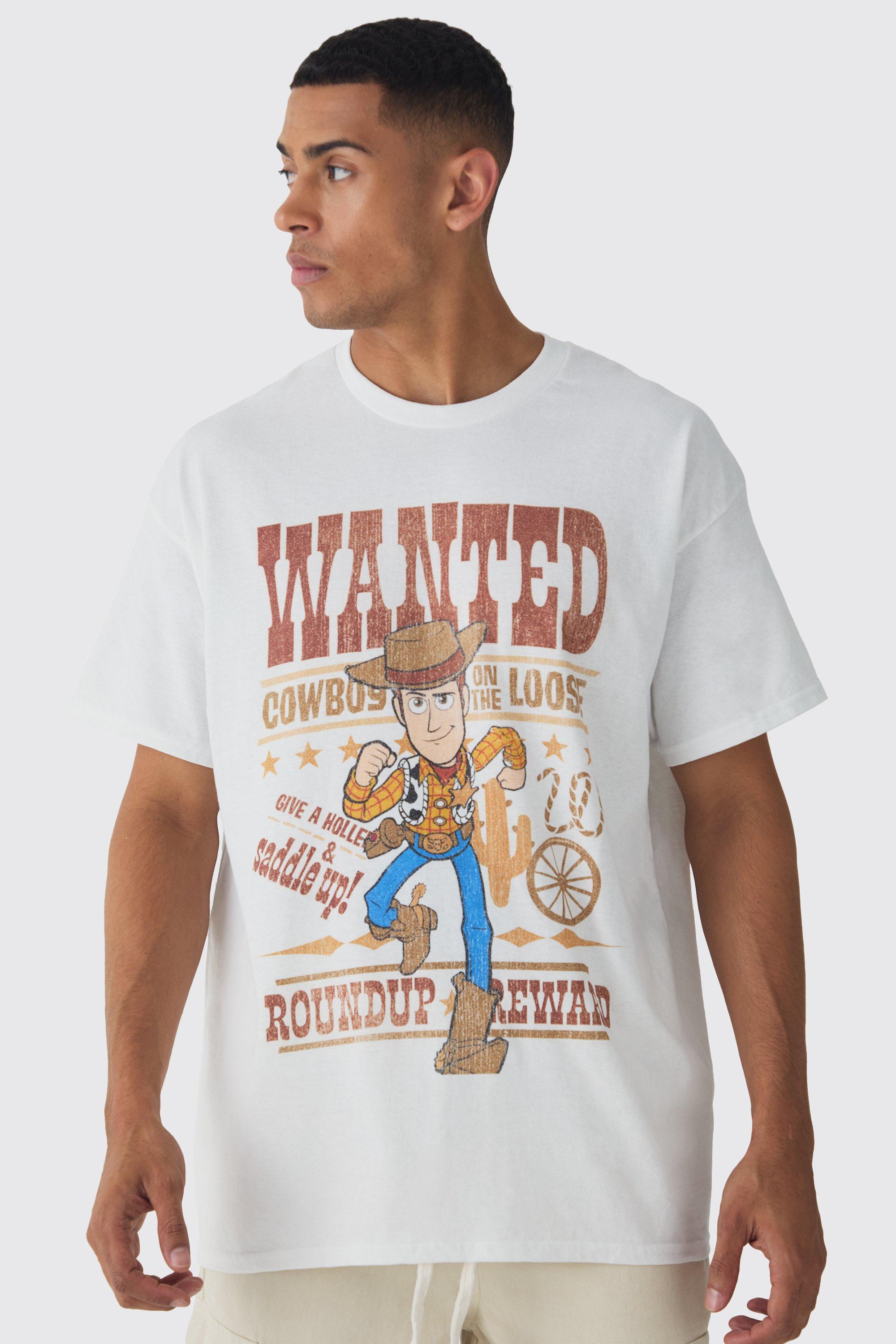 Mens White Oversized Toy Story Woody Disney License Print T-shirt, White