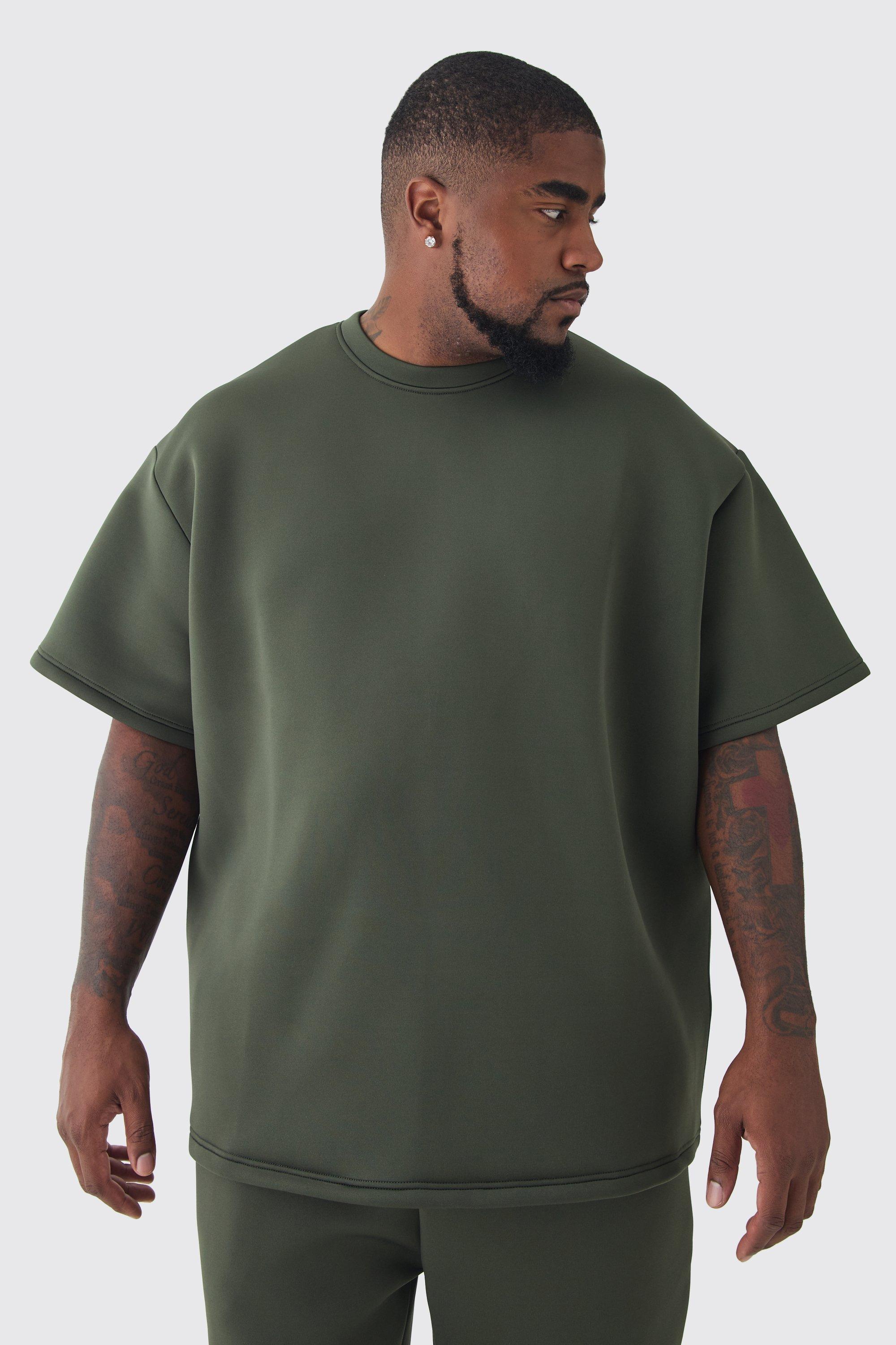 Mens Green Plus Scuba Oversized T-shirt, Green