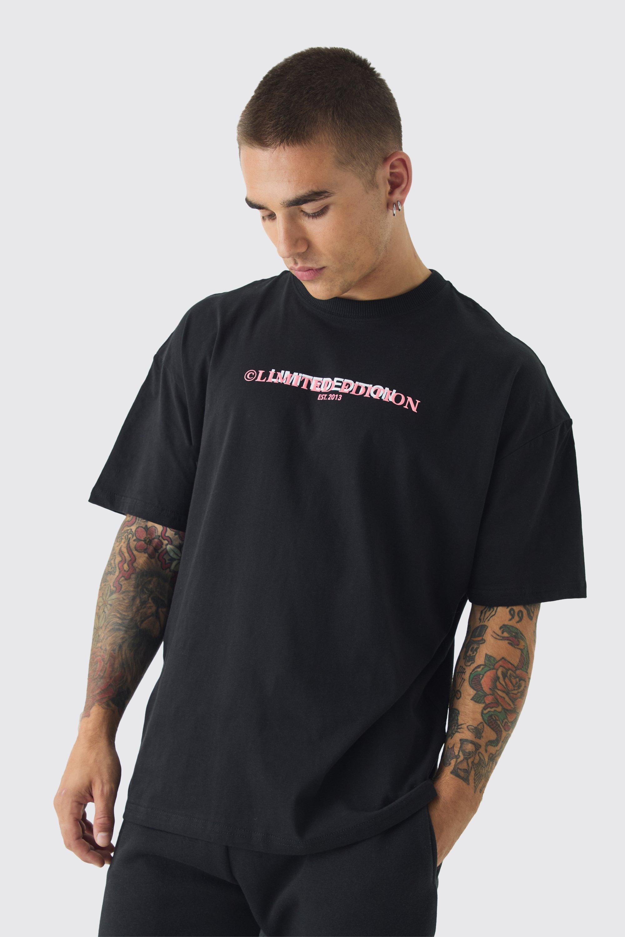 Mens Black Oversized Limited Edition T-shirt, Black