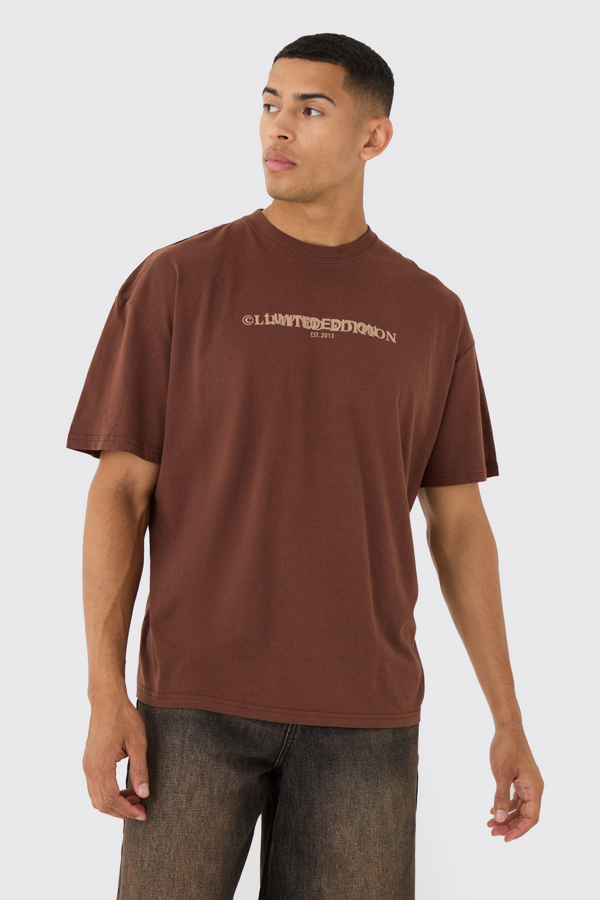 Mens Brown Oversized Limited Edition T-shirt, Brown