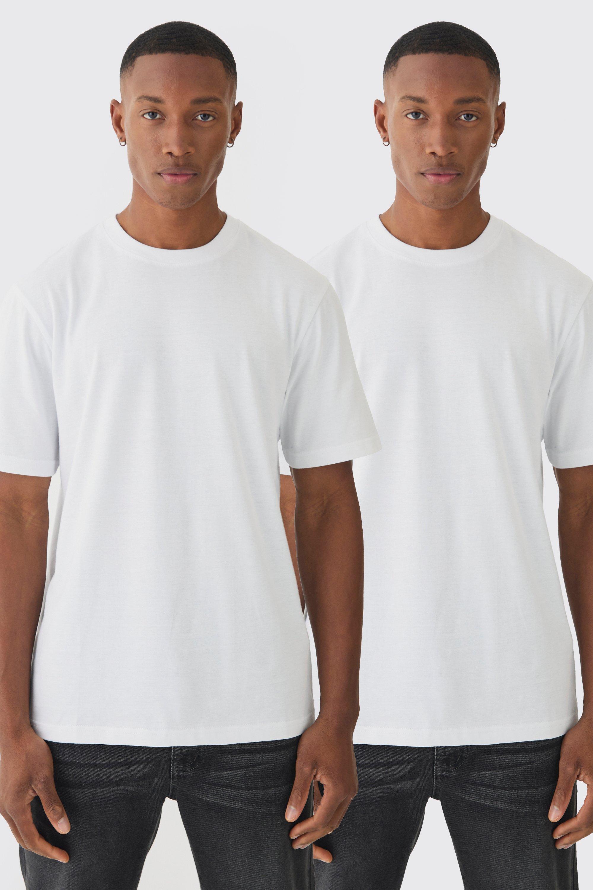 Mens White 2 Pack Basic T-shirt, White