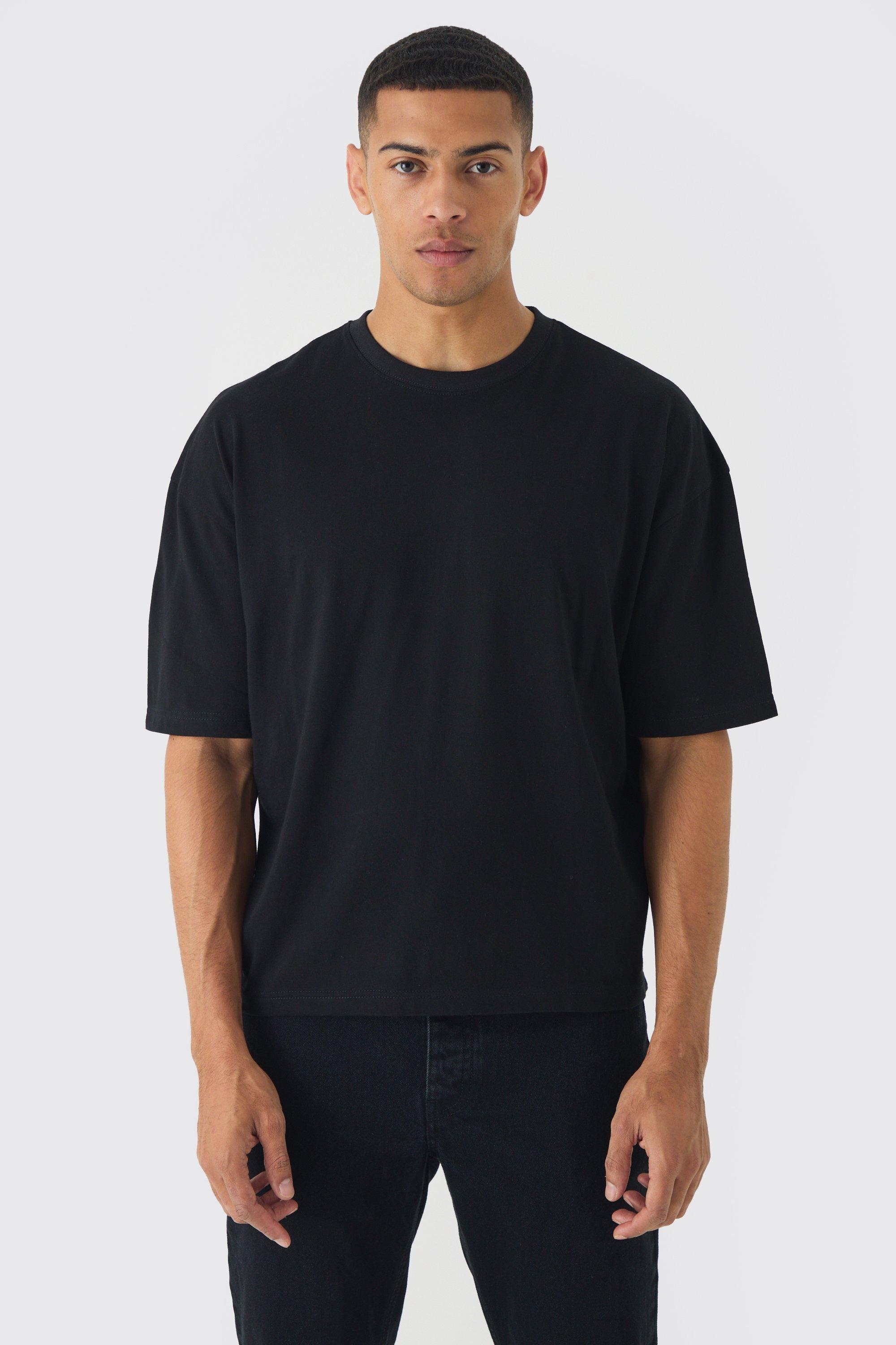 T-shirt oversize squadrata Basic, Nero