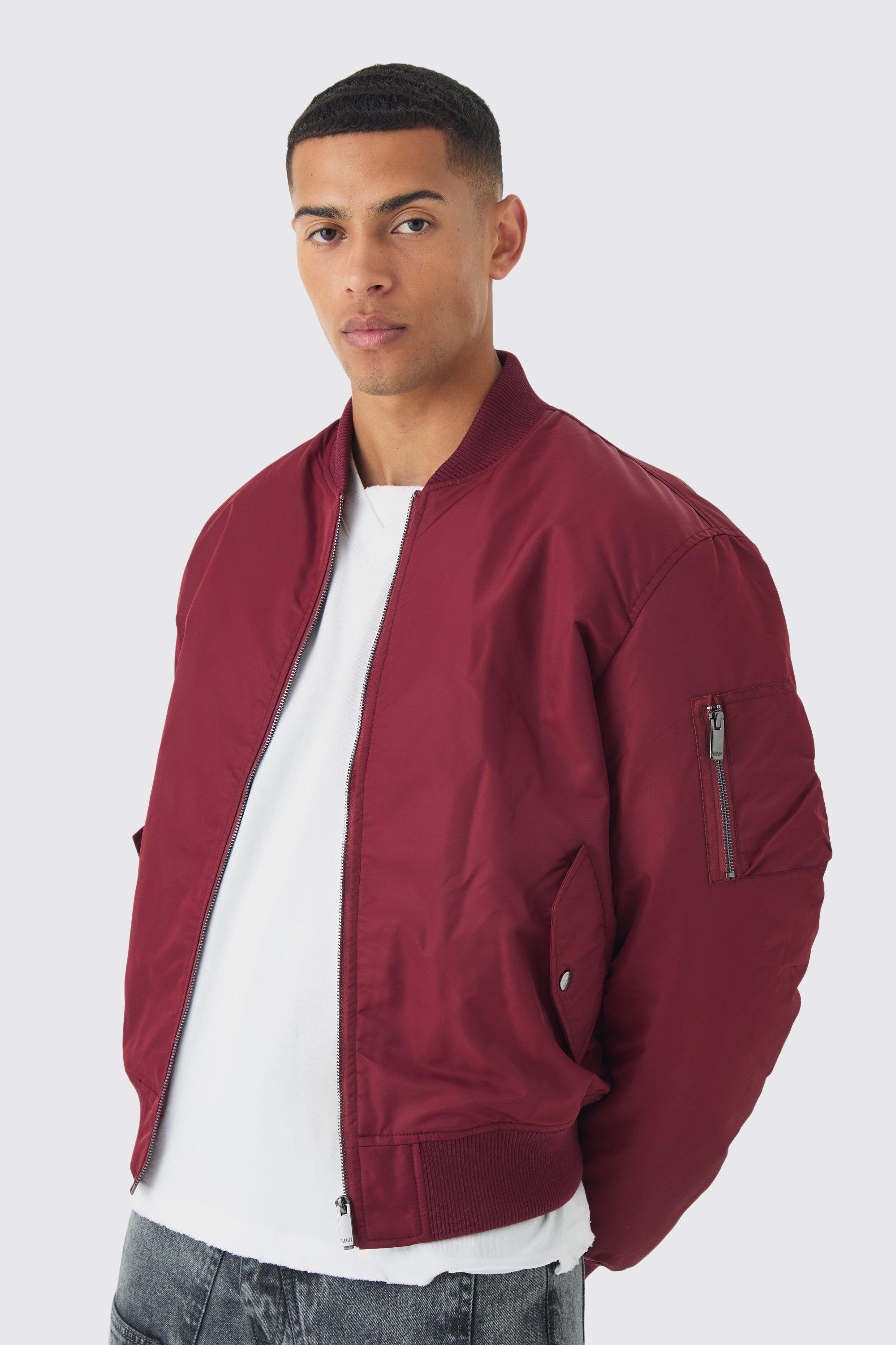 Giacca Bomber oversize imbottita in nylon bordeaux, Rosso