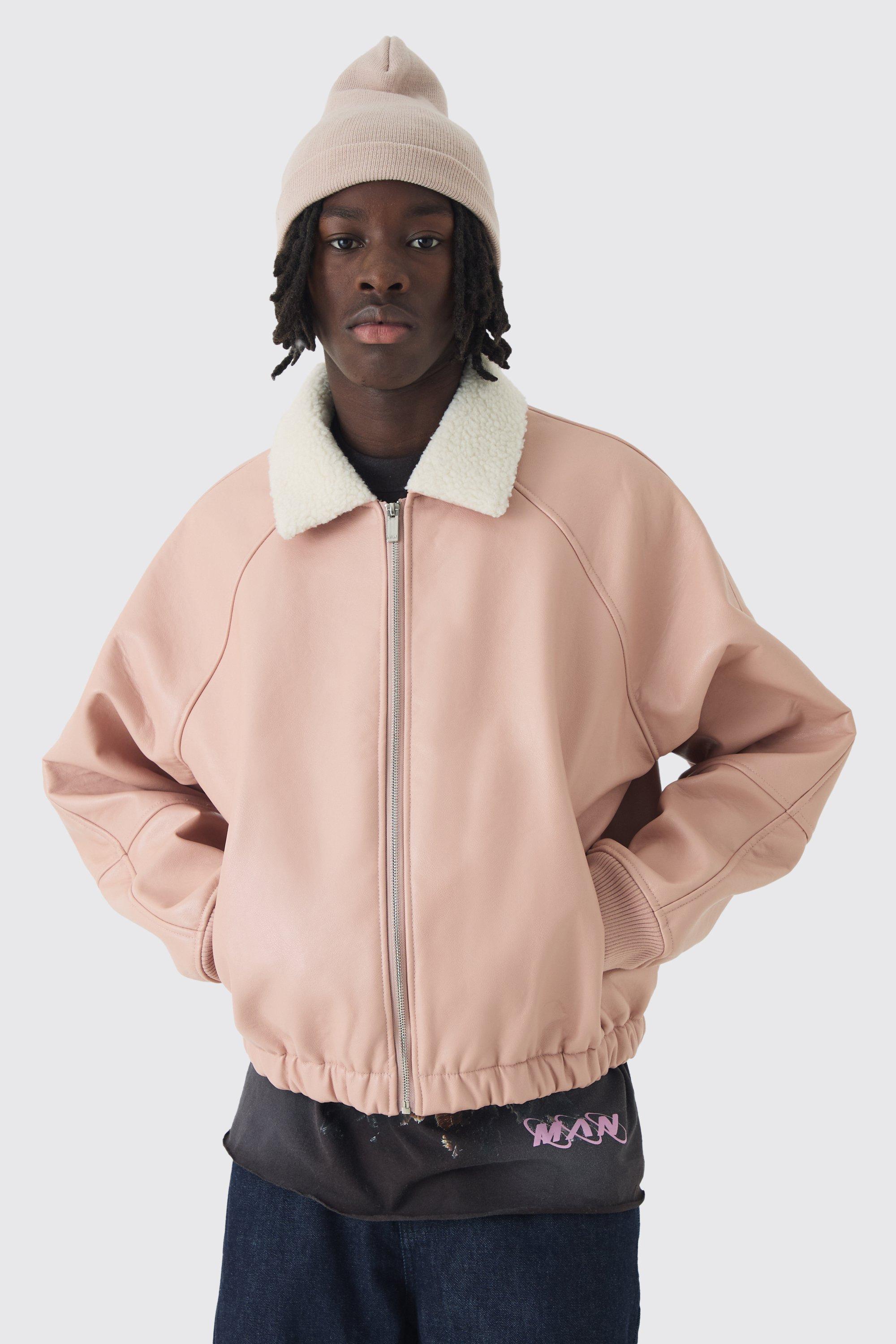 Giacca Bomber squadrata oversize Official in PU Flight, Pink