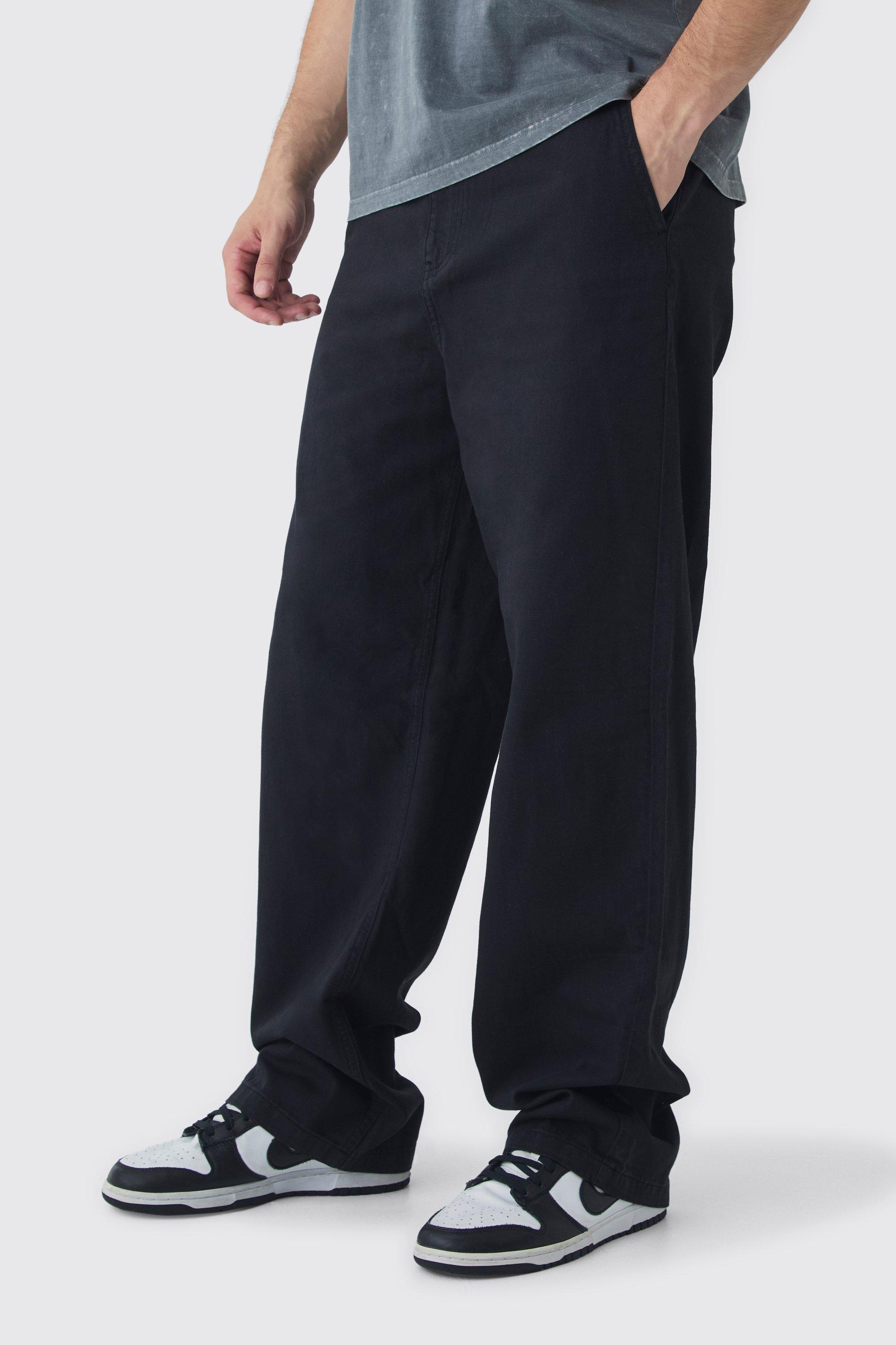 Mens Black Tall Drawcord Relaxed Fit Chino, Black