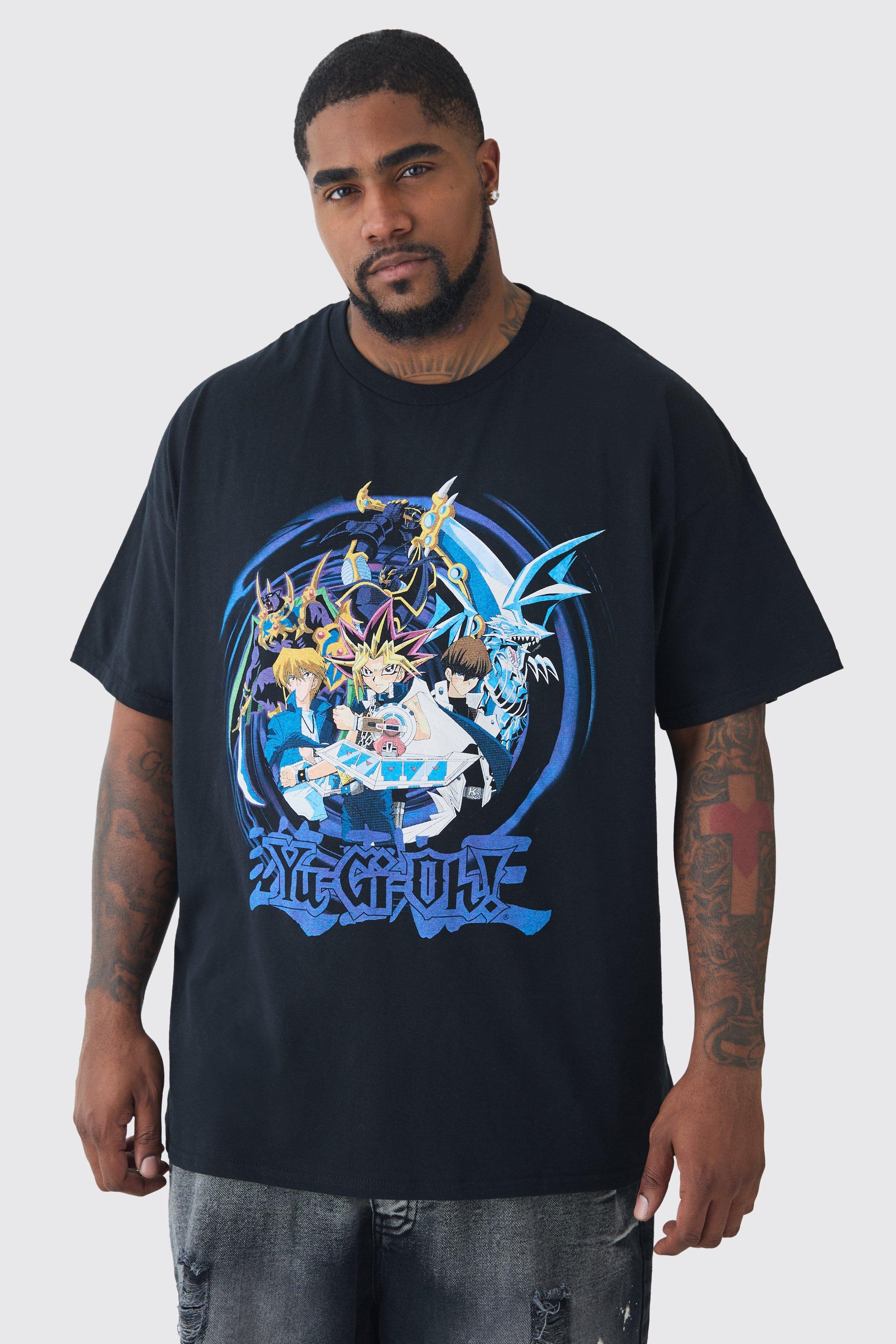 T-shirt Plus Size nera ufficiale Yugioh con stampa di anime, Bianco