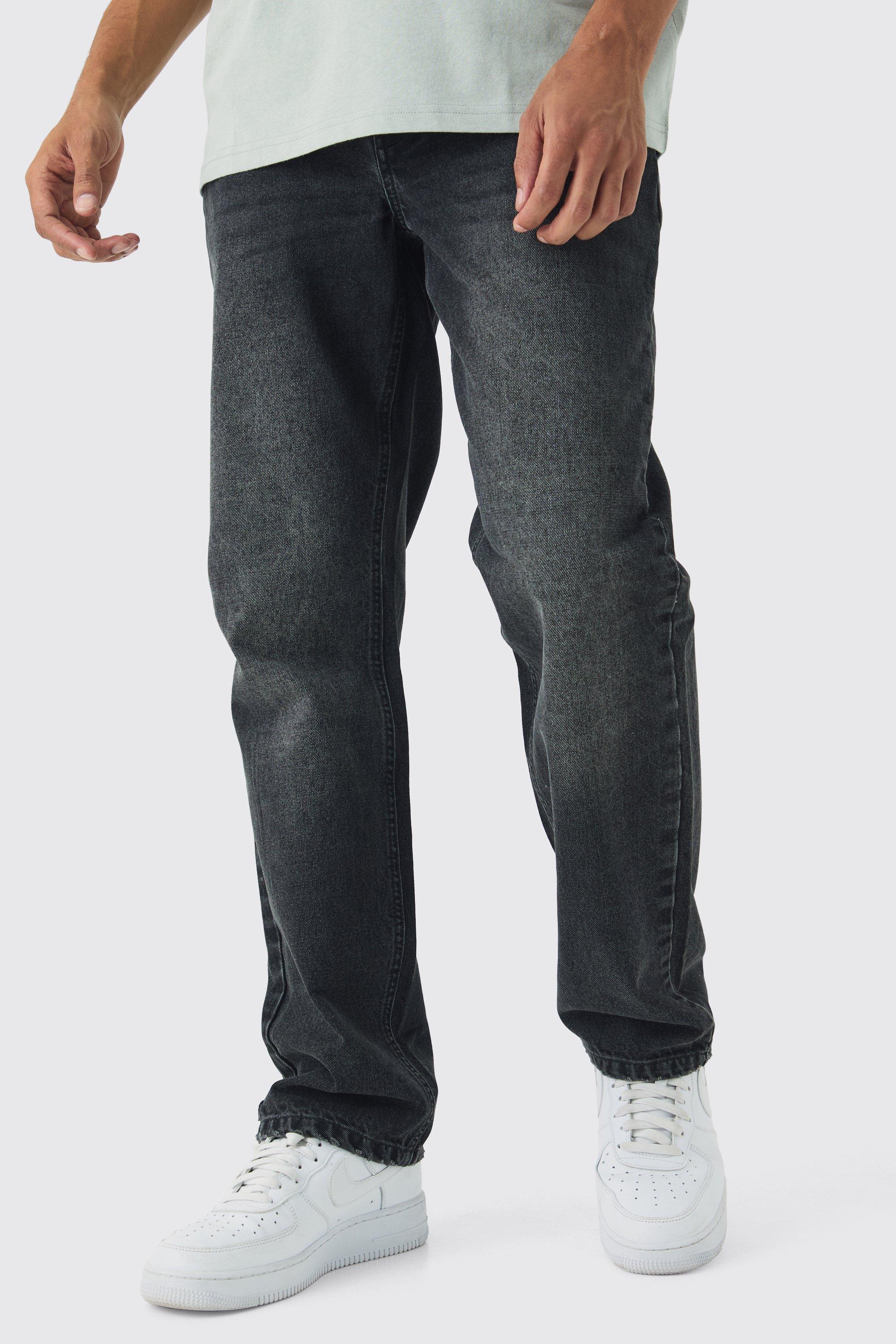 Mens Relaxed Rigid Jean In Washed Black, Black