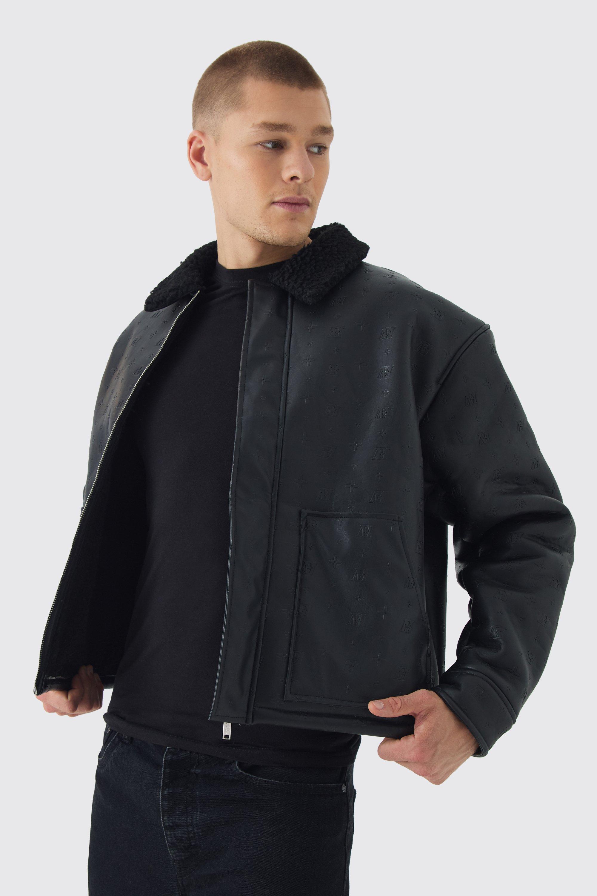 Giacca Harrington nera con scritta Bm e colletto in pile borg, Nero