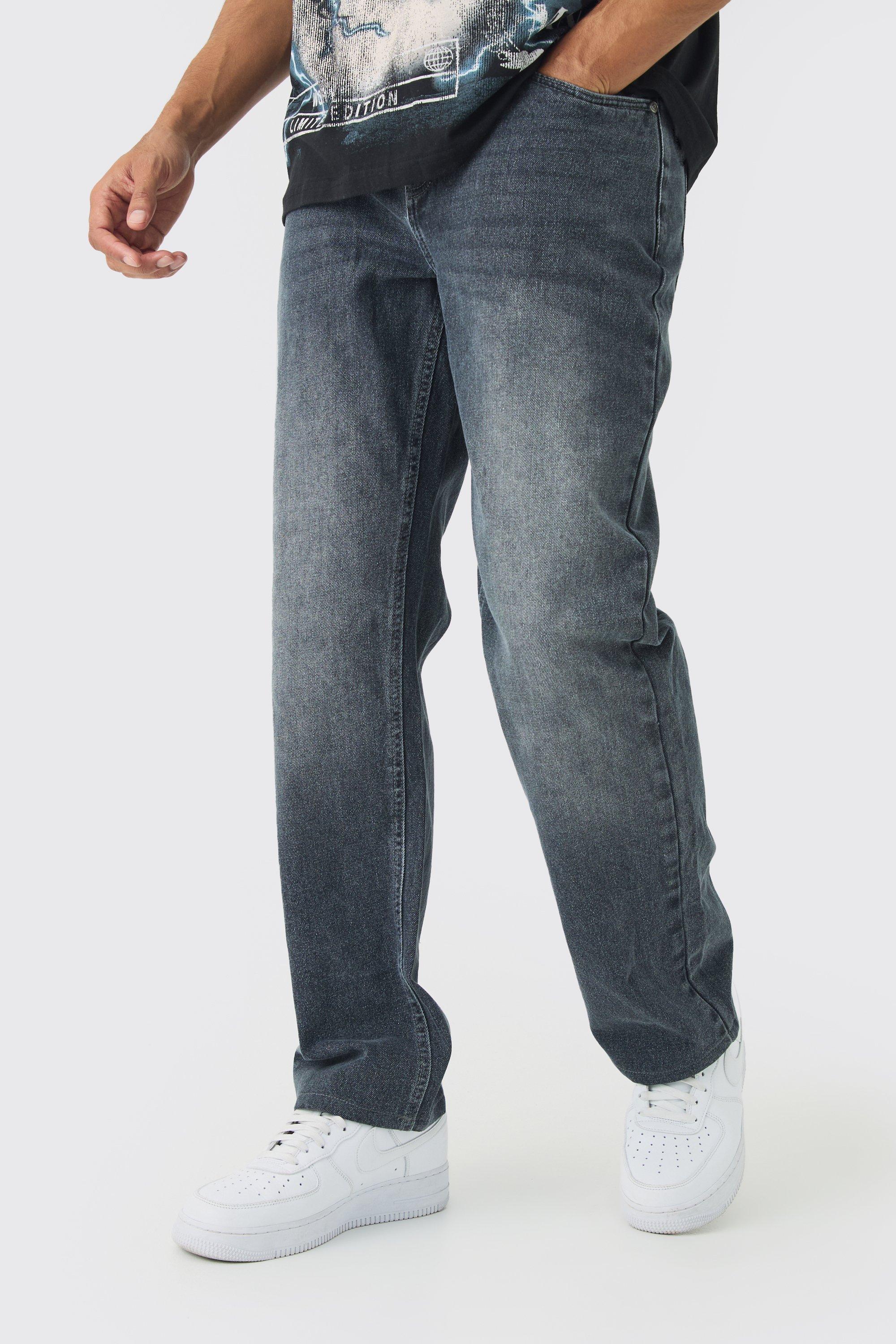 Mens Relaxed Rigid Jean In Mid Grey, Grey